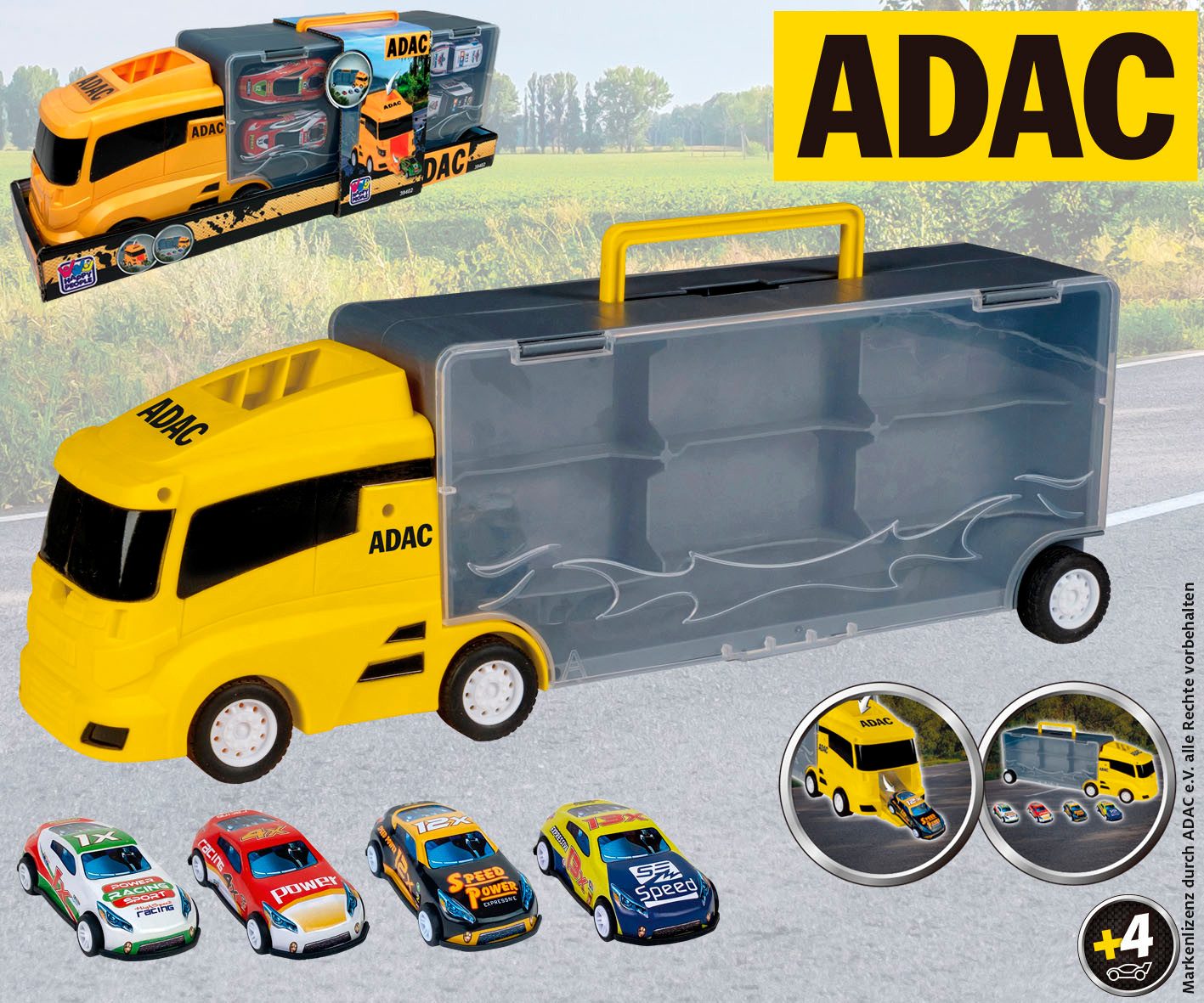 Happy People Speelgoed vrachtwagen ADAC Autotransporter Koffer