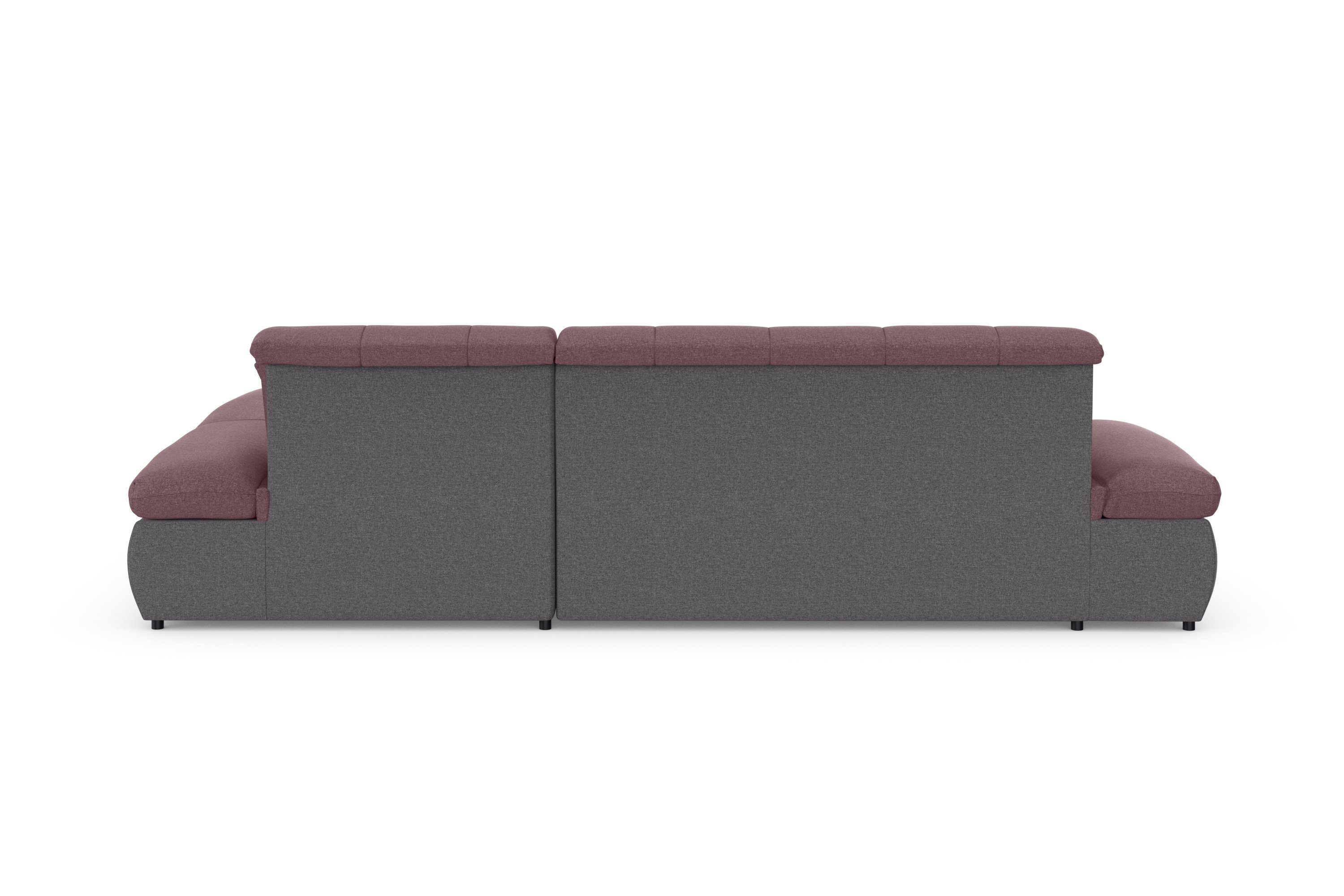 DOMO collection Hoekbank Moric, L-vorm, XXL-bank - Breedte 300cm keuze met bedfunctie en armleuningverstelling, donkergroen