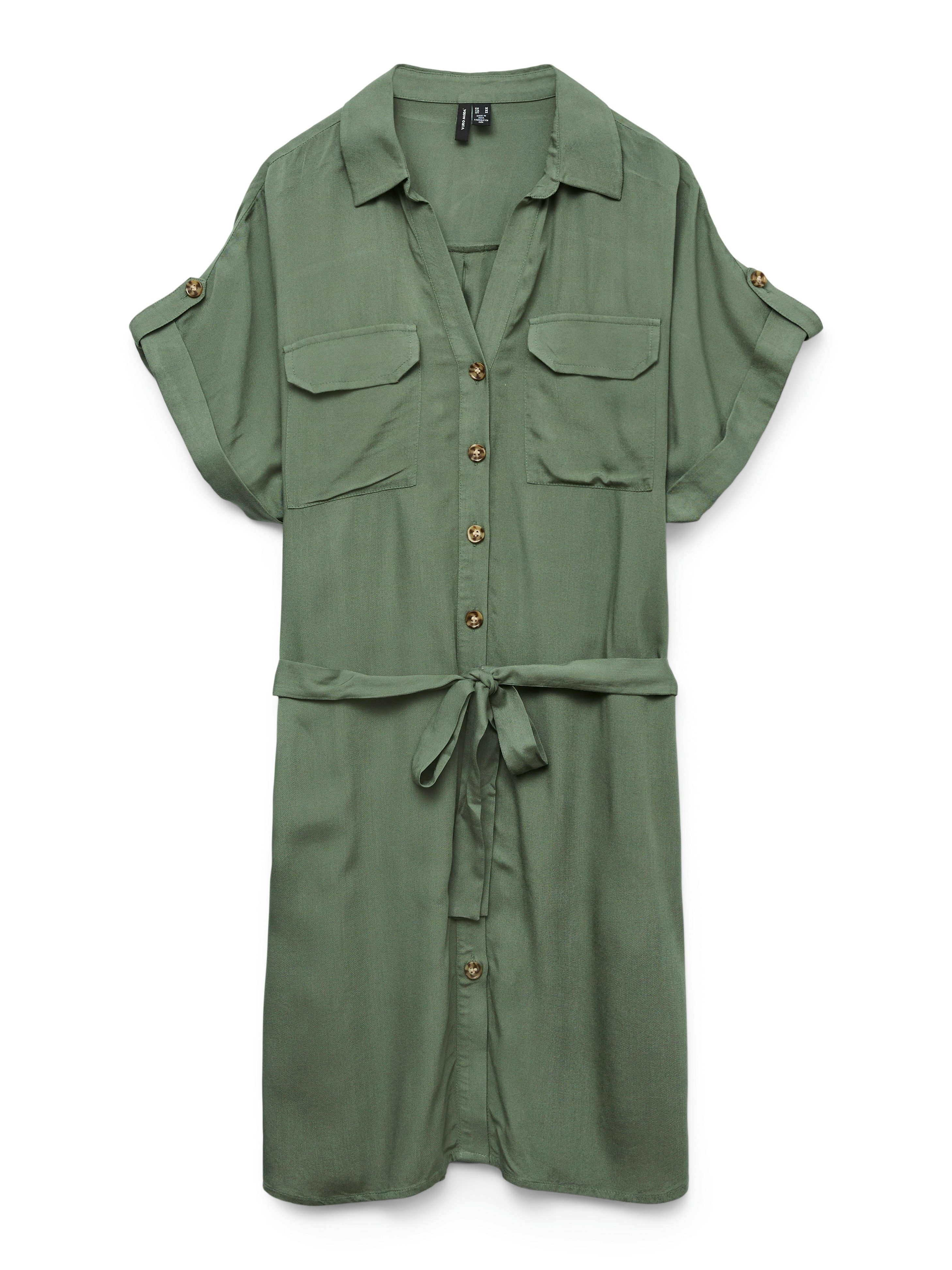 Vero Moda Midi-jurk VMBUMPY SS SHORT SHIRT DRESS WVN GA NOOS