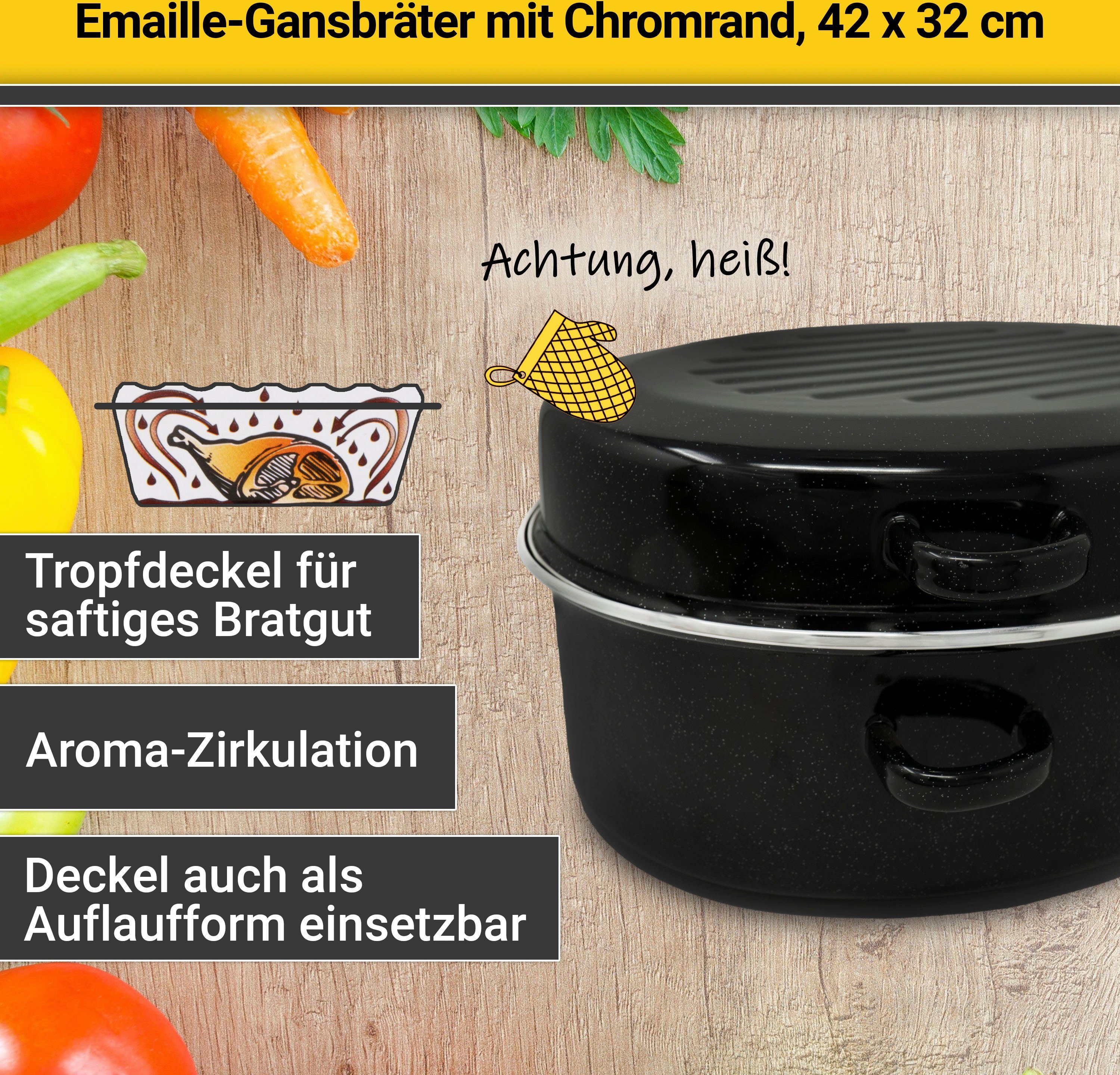 Krüger Braadpan gesprenkeld met chroomrand, 42 cm, inductie