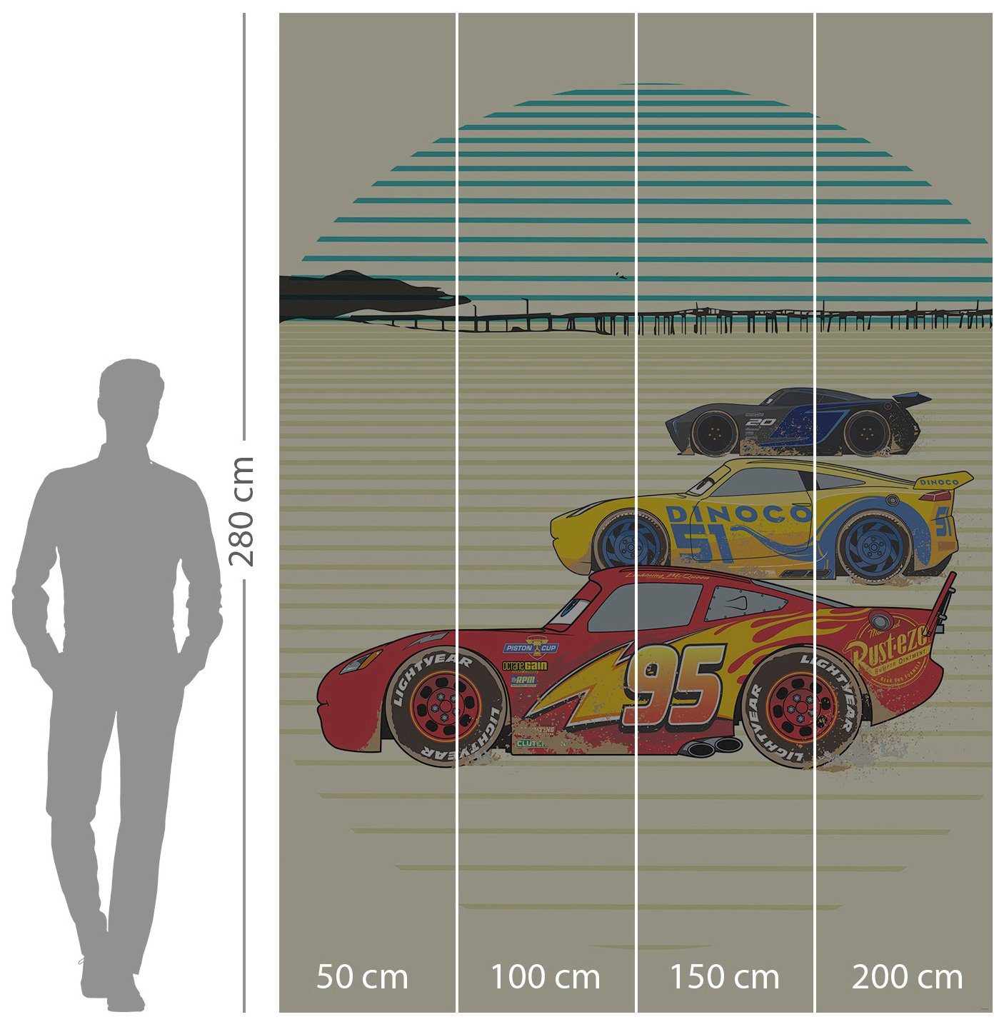 Komar Vliesbehang Digitale print vlies - Cars Stream Lines - Afmeting 200 x 280 cm