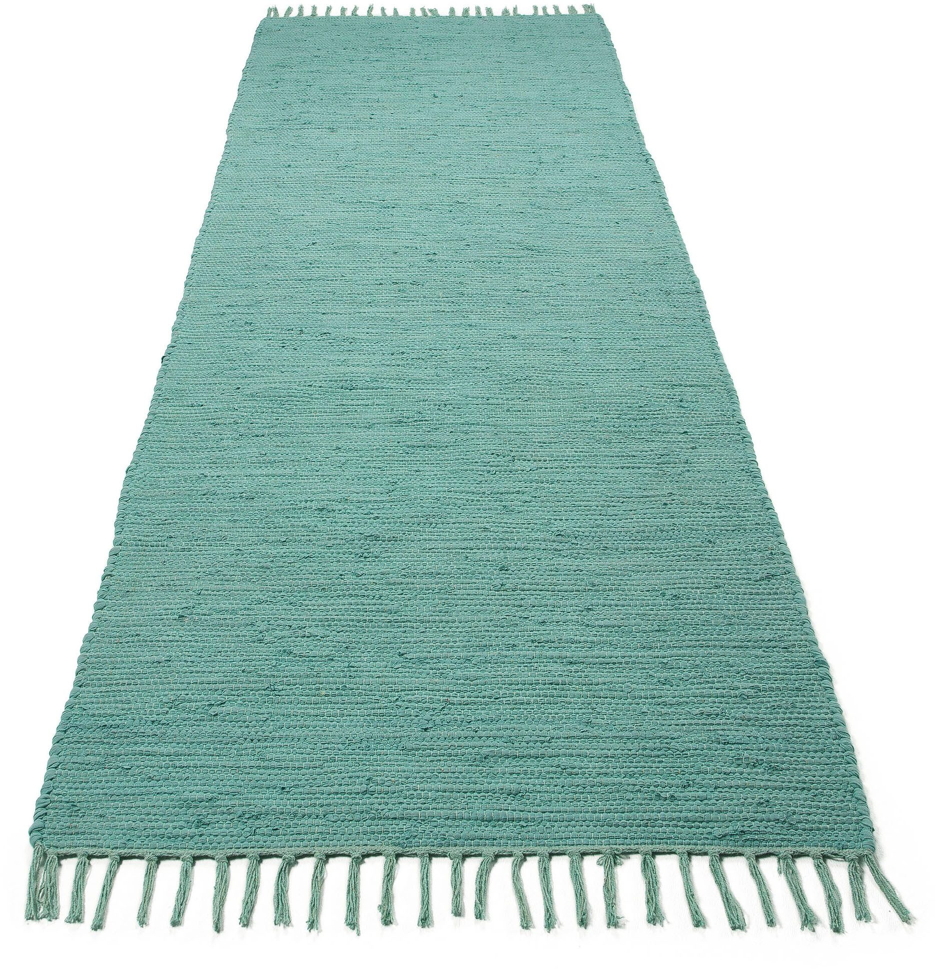 carpetfine Vloerkleed Kelim Chindi uni , auch als Läufer Tweezijdig te gebruiken kleed, puur katoen, met de hand geweven, unikleuren, met franje