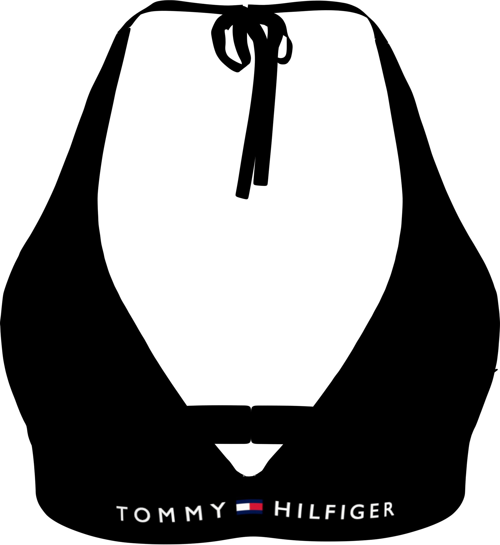 Tommy Hilfiger Swimwear Triangel-bikinitop HALTER RP met logo-opdruk, met druksluiting