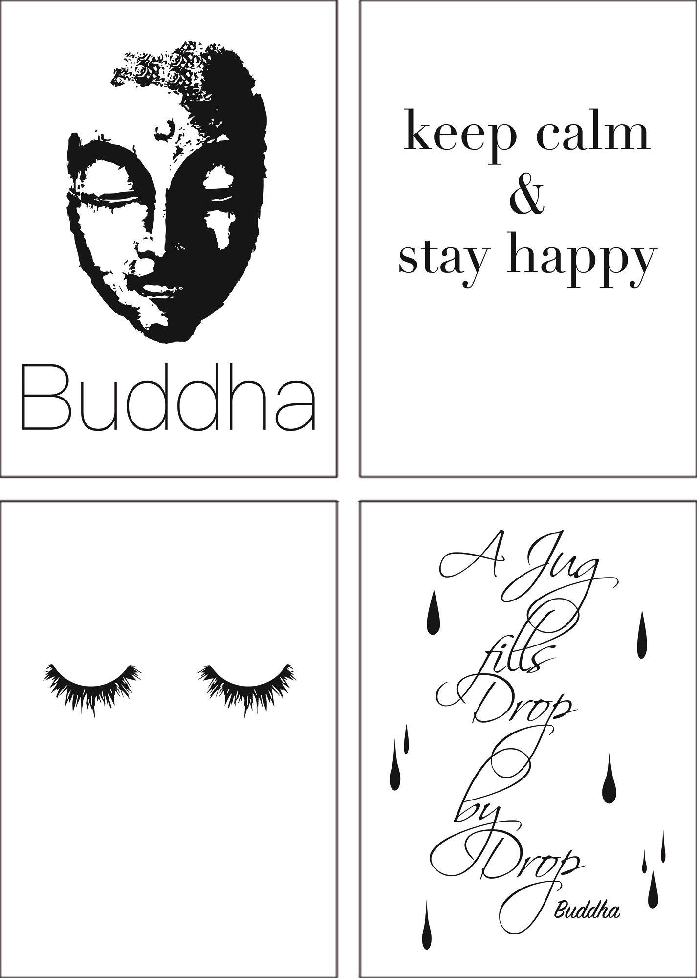 Artland Poster Boeddha rust wimpers druppel Poster, artprint, wandposter (4 stuks)