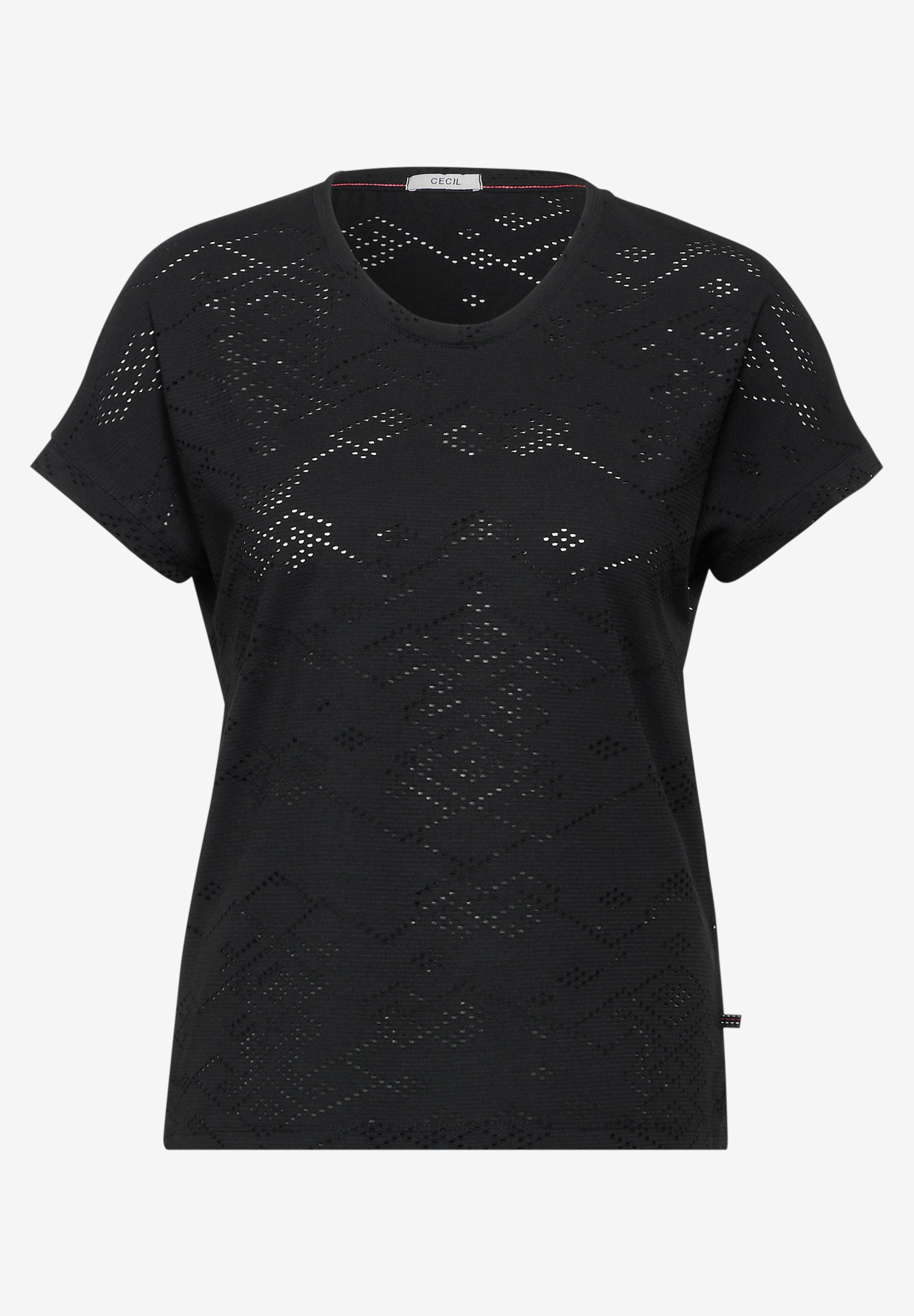 Cecil T-shirt met gaatjespatroon in ornamentvorm