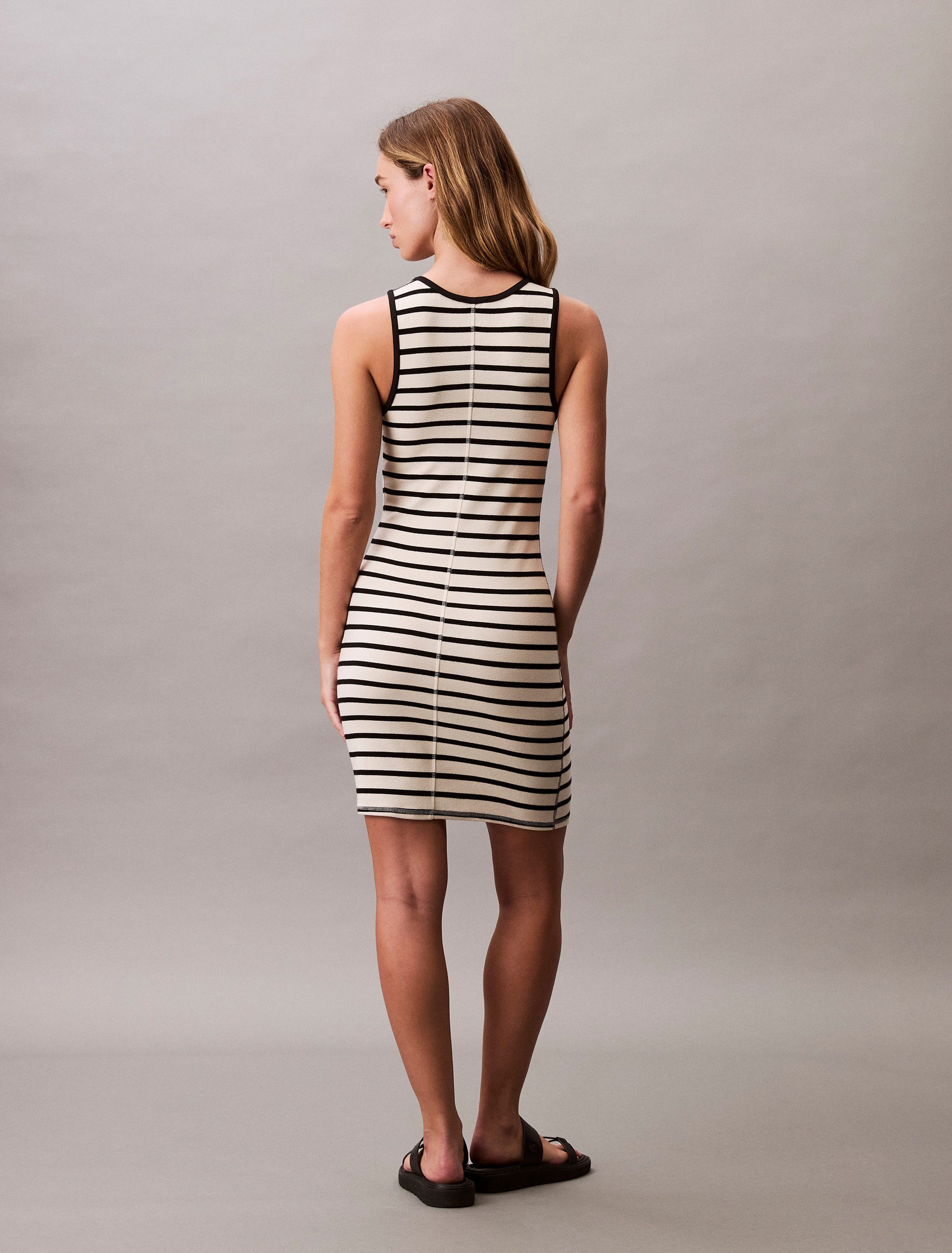 Calvin Klein Jerseyjurk COTTON RIB STRIPE SL DRESS