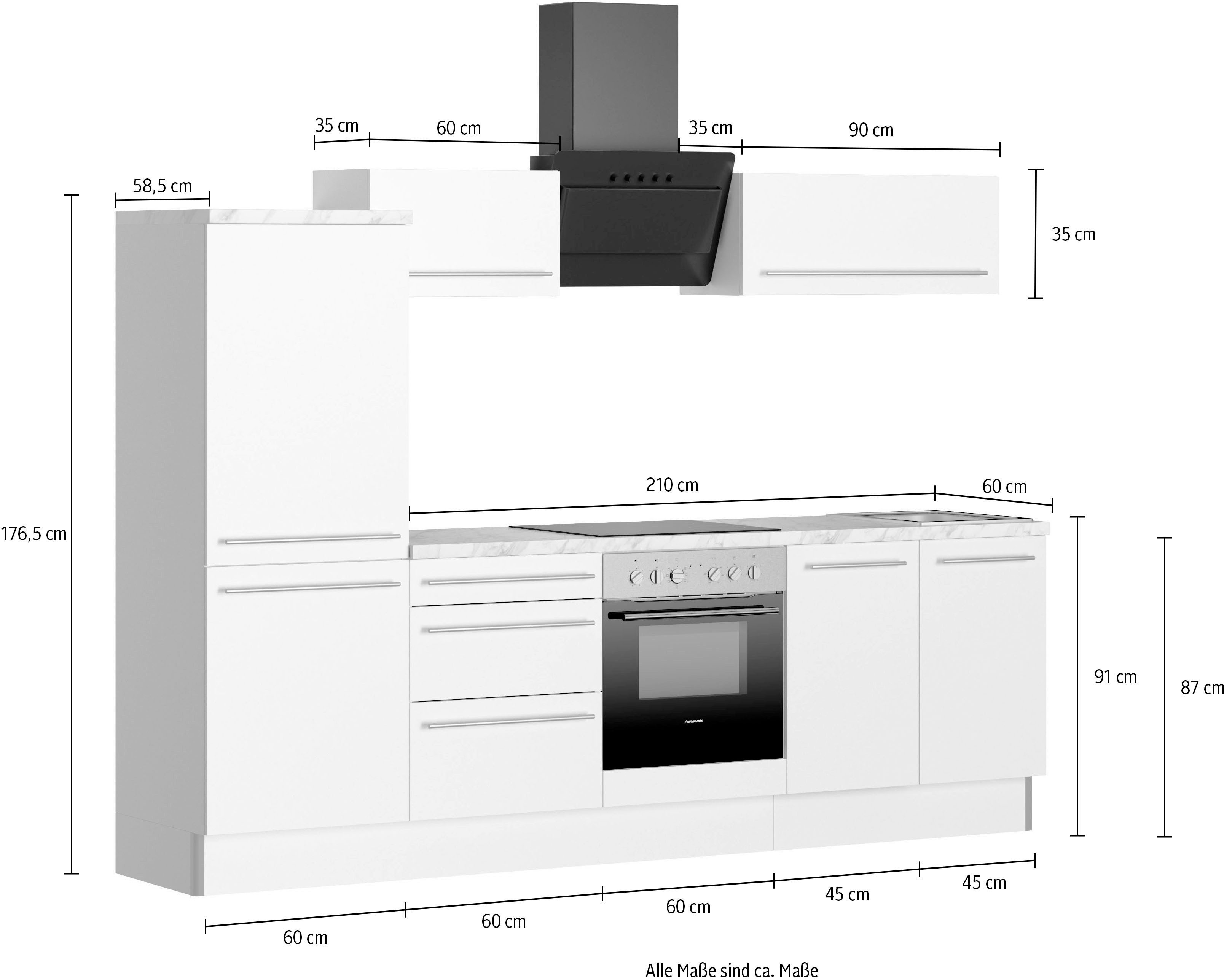 Kochstation Keuken KS-Bern2 Breedte 270 cm, optioneel met E-apparaten, aan de zijkant omkeerbaar