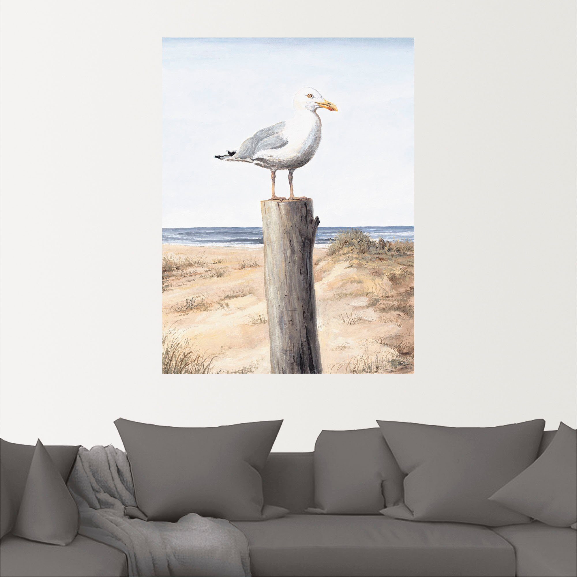 Artland Artprint Meeuw als artprint van aluminium, artprint voor buiten, artprint op linnen, poster, muursticker
