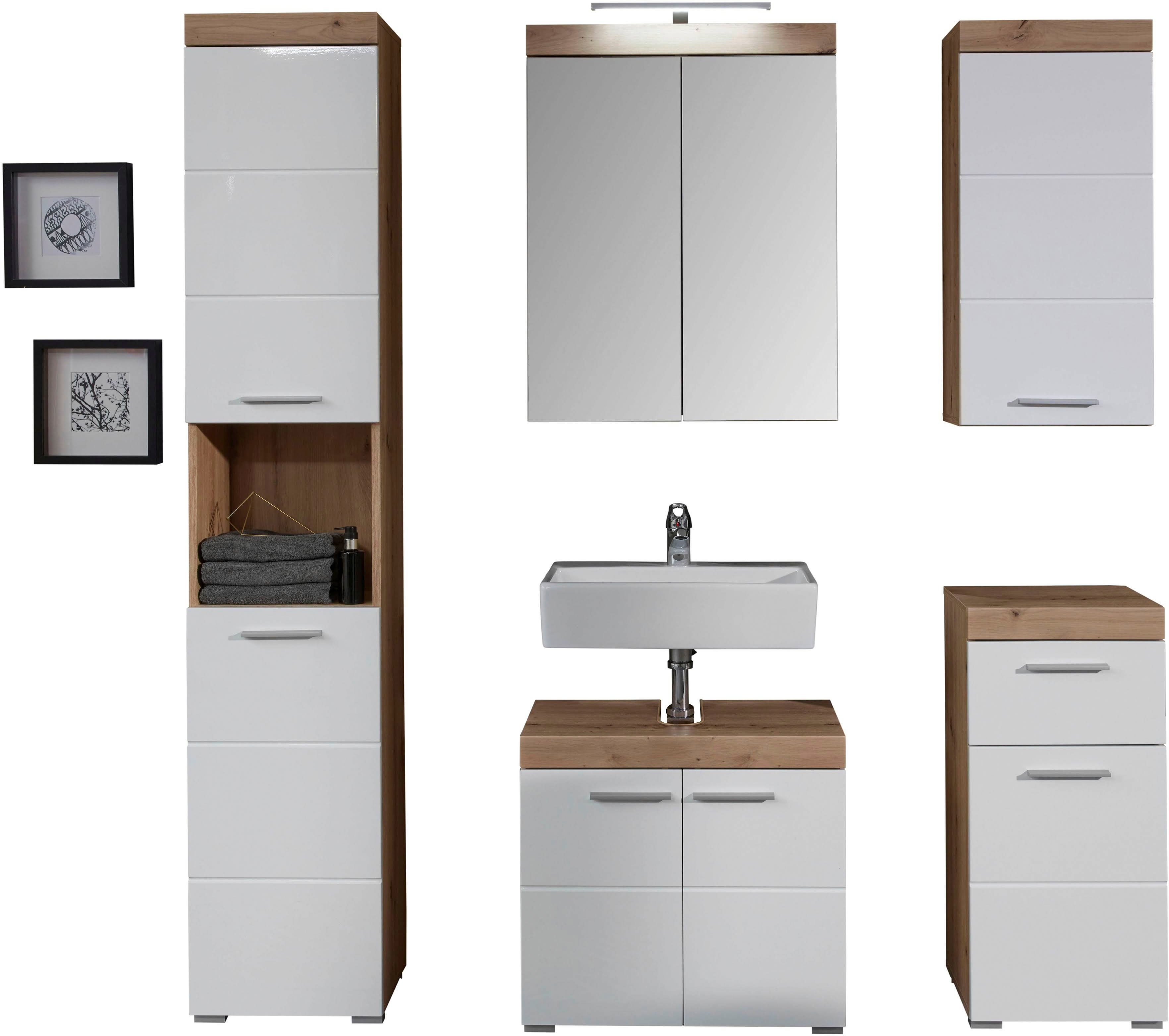 INOSIGN Hoge kast Avena Badkamer hoge kast met open vak, 2 deuren en 2 planken