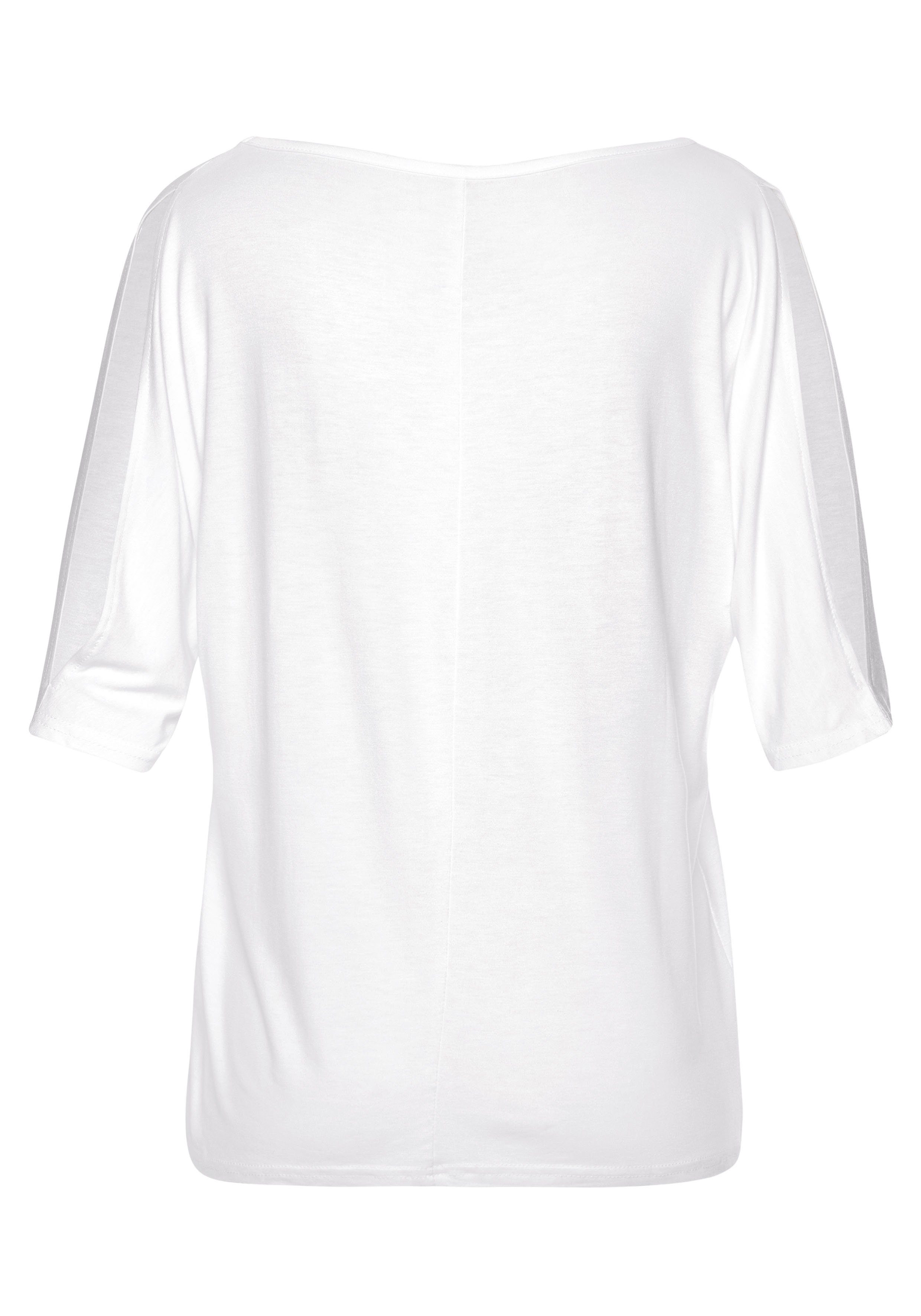 Vivance T-shirt met cut-outs bij de mouwen, shirt met korte mouwen en v-hals, casual