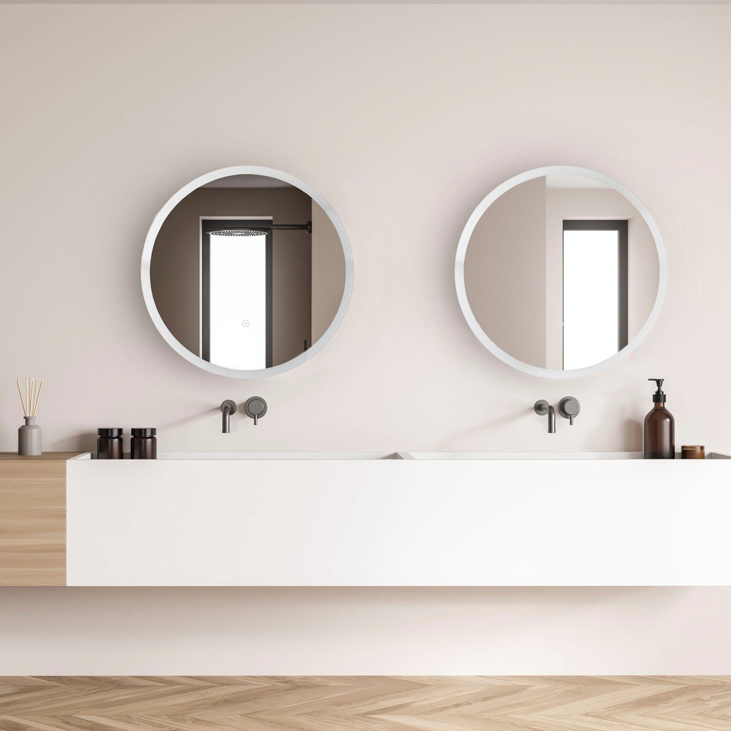 Paco Home Wandlamp Dorothy Spiegel LED achterlicht rond 50cm touch-schakelaar wandspiegel modern