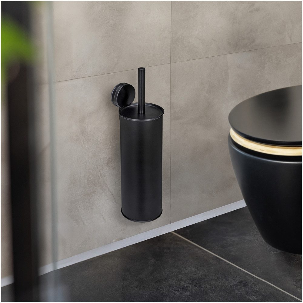 WENKO Toiletset Static-Loc® Modell Plus Pavia gesloten wc-borstelhouder voor wandmontage zonder boren