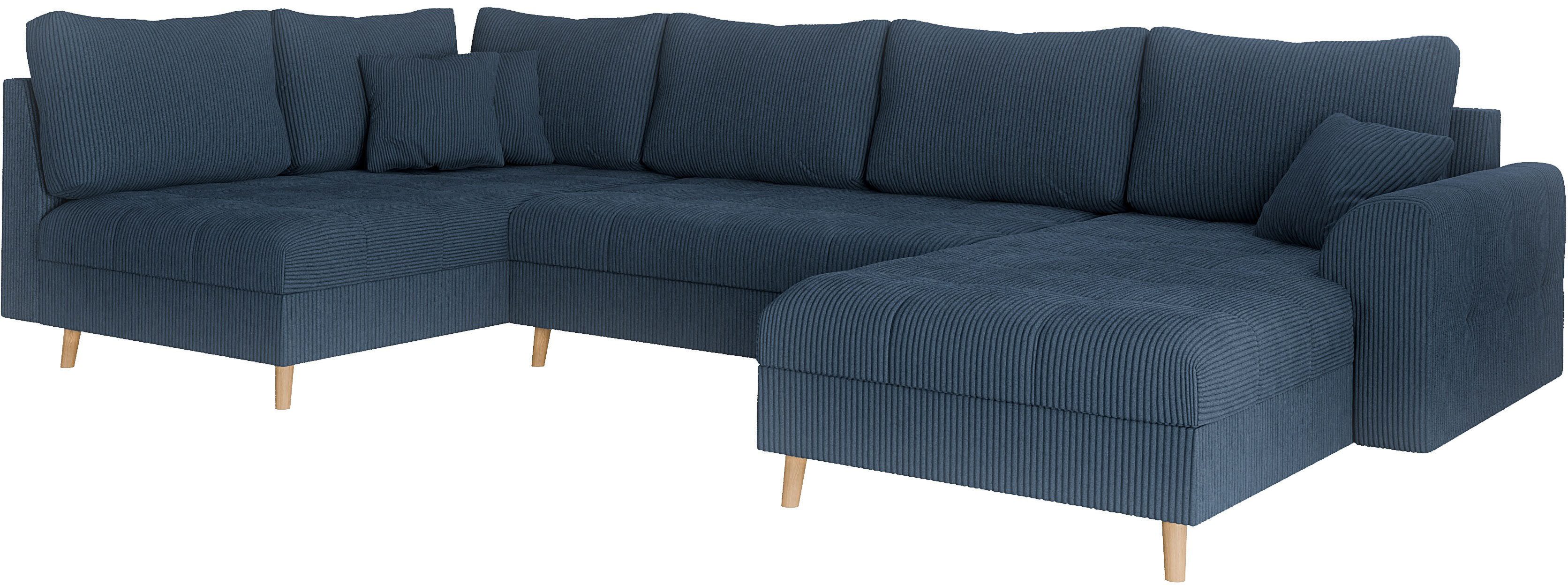 Home affaire Zithoek CHARRE U-vorm met ottomane, afmetingen B/D/H: 310/161/81 cm fijne stiksels, losse rug- en sierkussens, ook in cord en bouclé