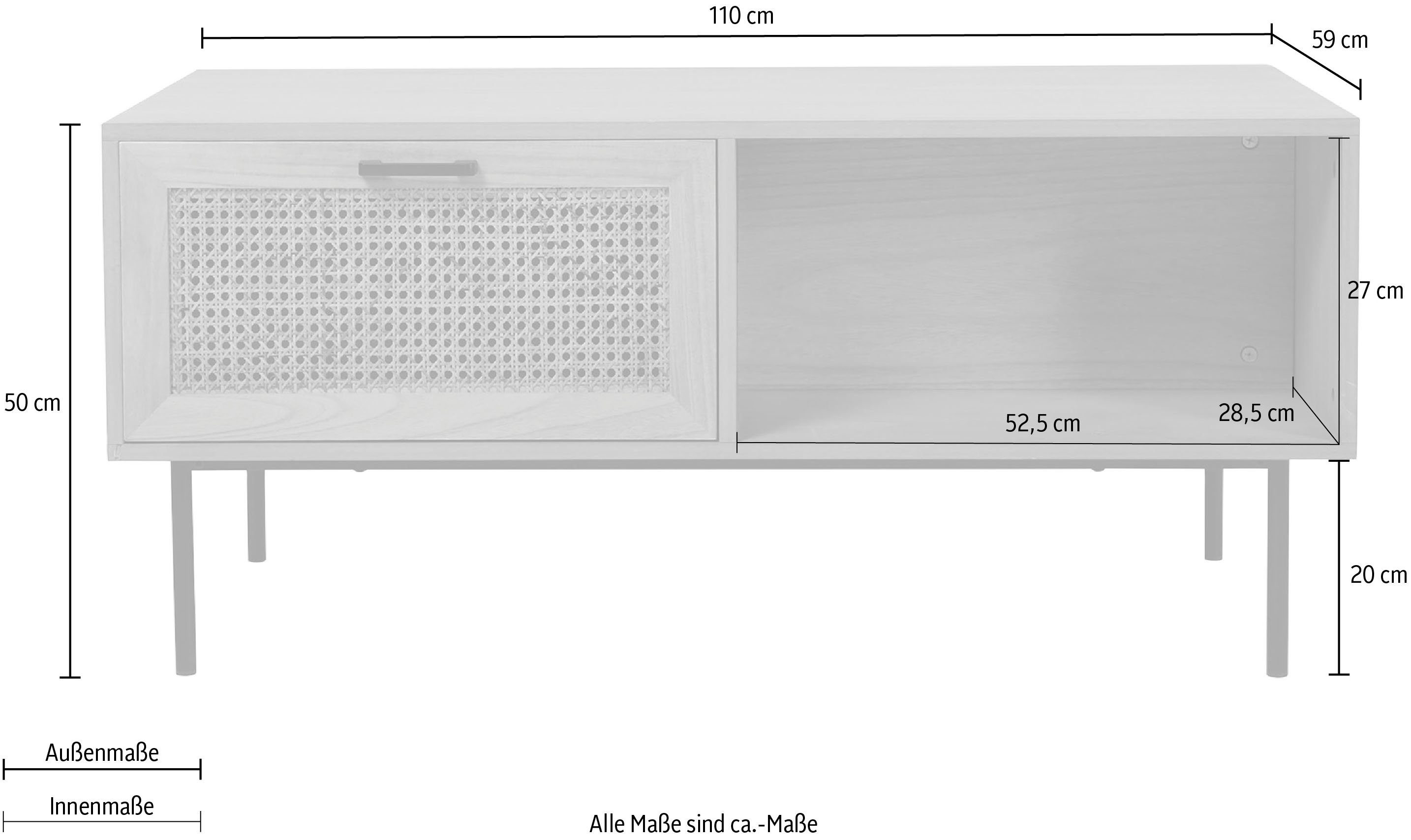 INOSIGN Salontafel Ailis Elk 1 lade, 1 open vak aan beide kanten