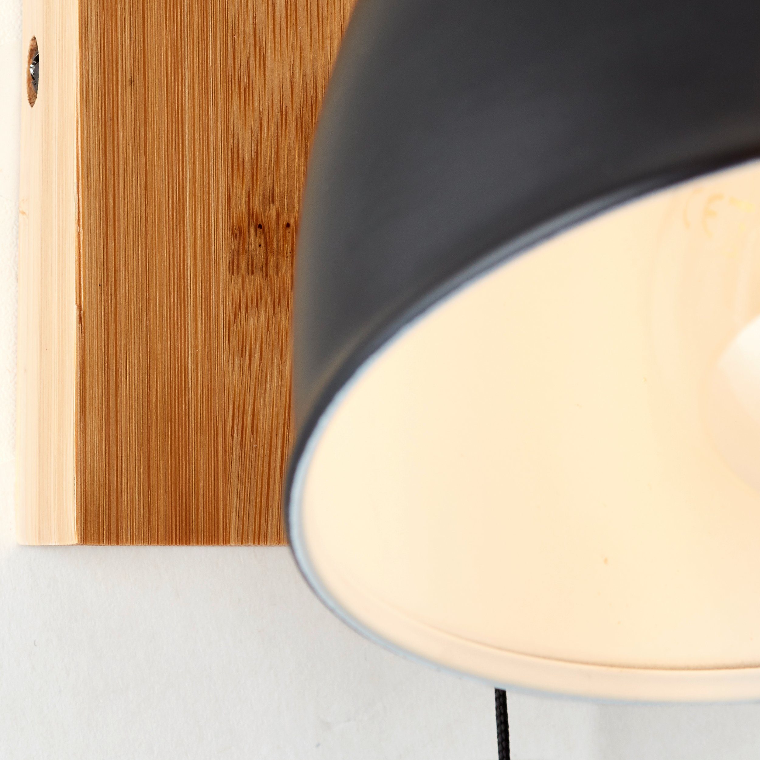 Brilliant Leuchten Wandlamp Celia Hoogte 13 cm, E14, metaal/bamboe, mat zwart/bamboe