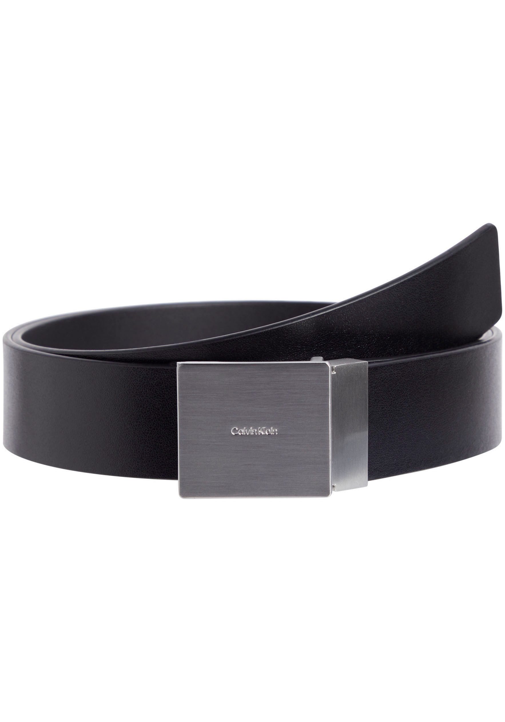 Calvin Klein Leren riem ADJ CASUAL PLAQUE 35MM Logoprand kliksluiting