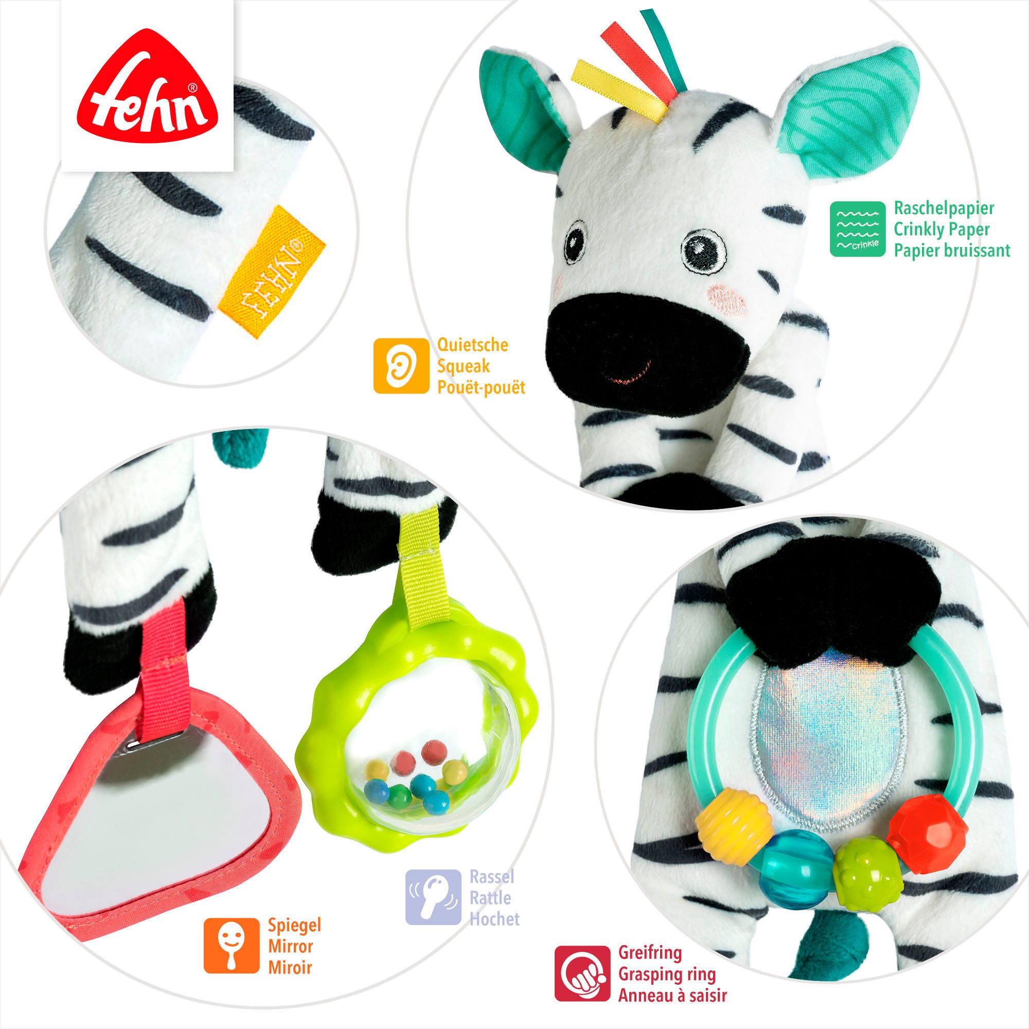 Fehn Grijpspeeltje DoBabyDoo, Bean Bag zebra
