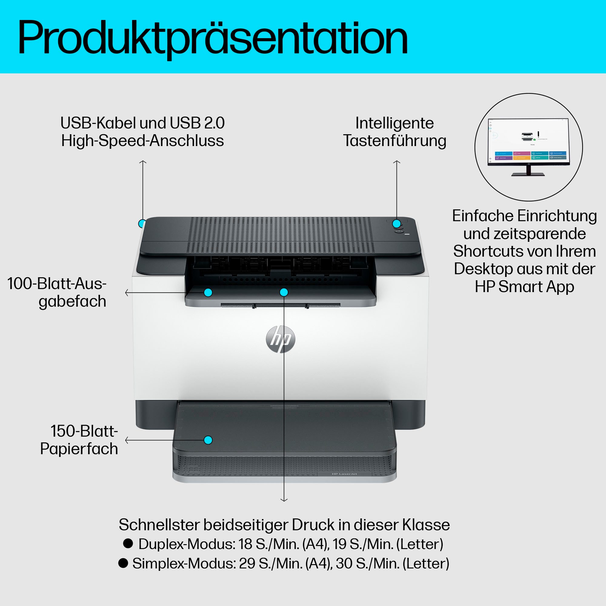 HP Zwart/wit laserprinter LaserJet M209d HP Instant ink compatibel