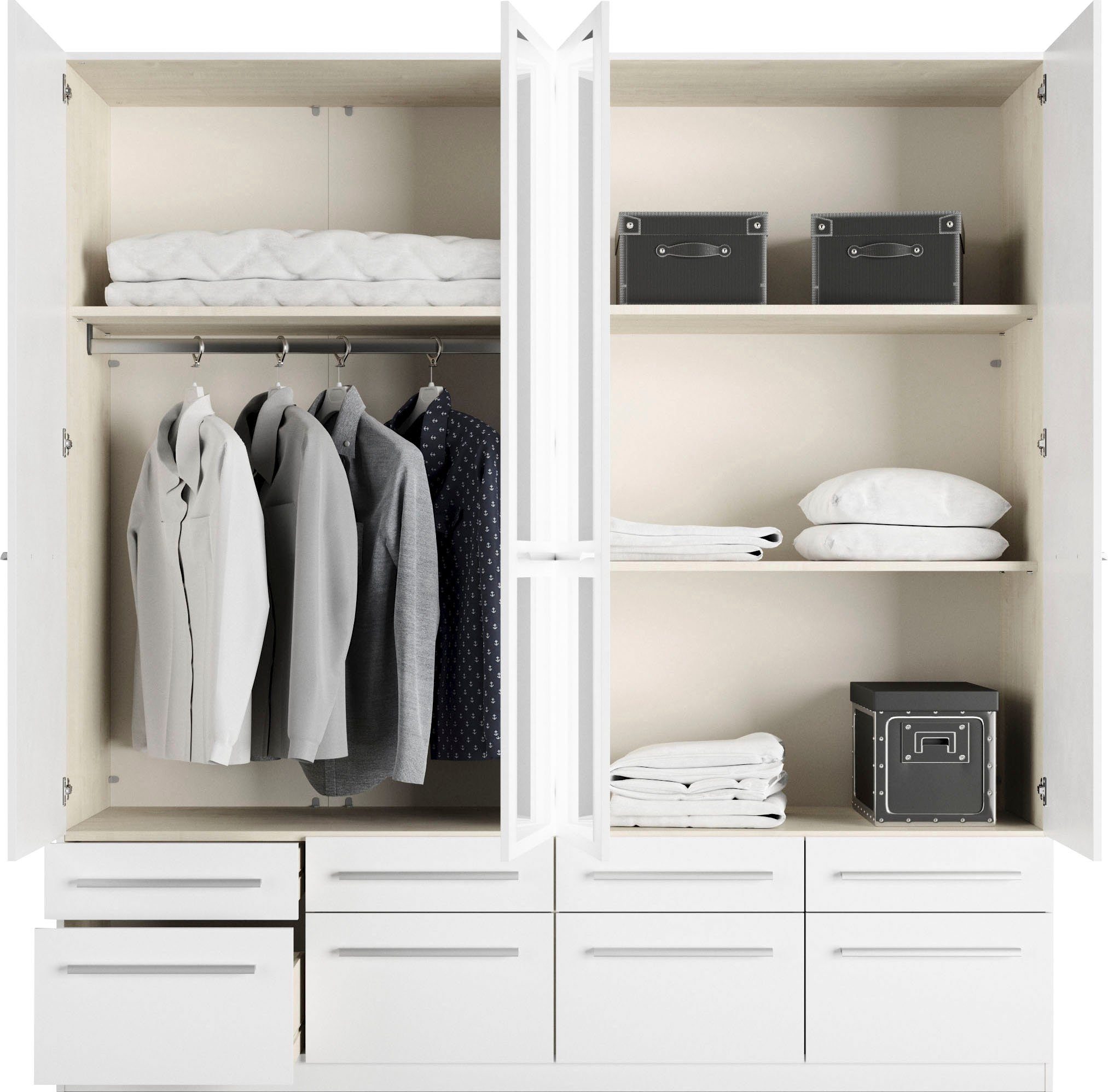 priess Kledingkast Kast garderobe waskast Barcelona in 5 breedtes veel opbergruimte, ruime lades, met spiegel, made in germany