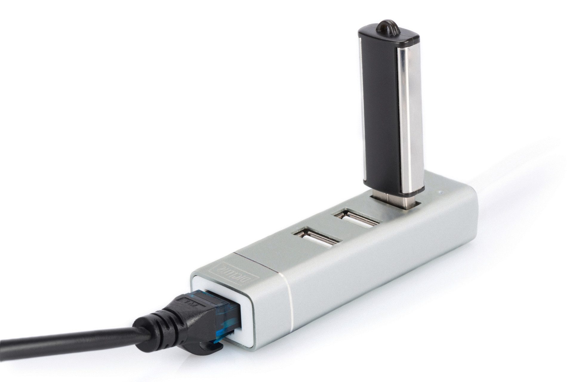 Digitus Laptop-dockingstation USB 2.0 3-Poorts Hub & FE LAN-Adapter Type C Aansluiting