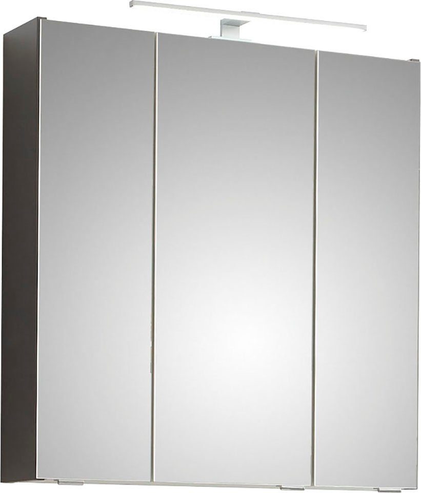 Saphir Spiegelkast Quickset 357 Badkamermeubel, 3 spiegeldeuren, 6 legplanken, 65 cm breed spiegels & verlichting grijs