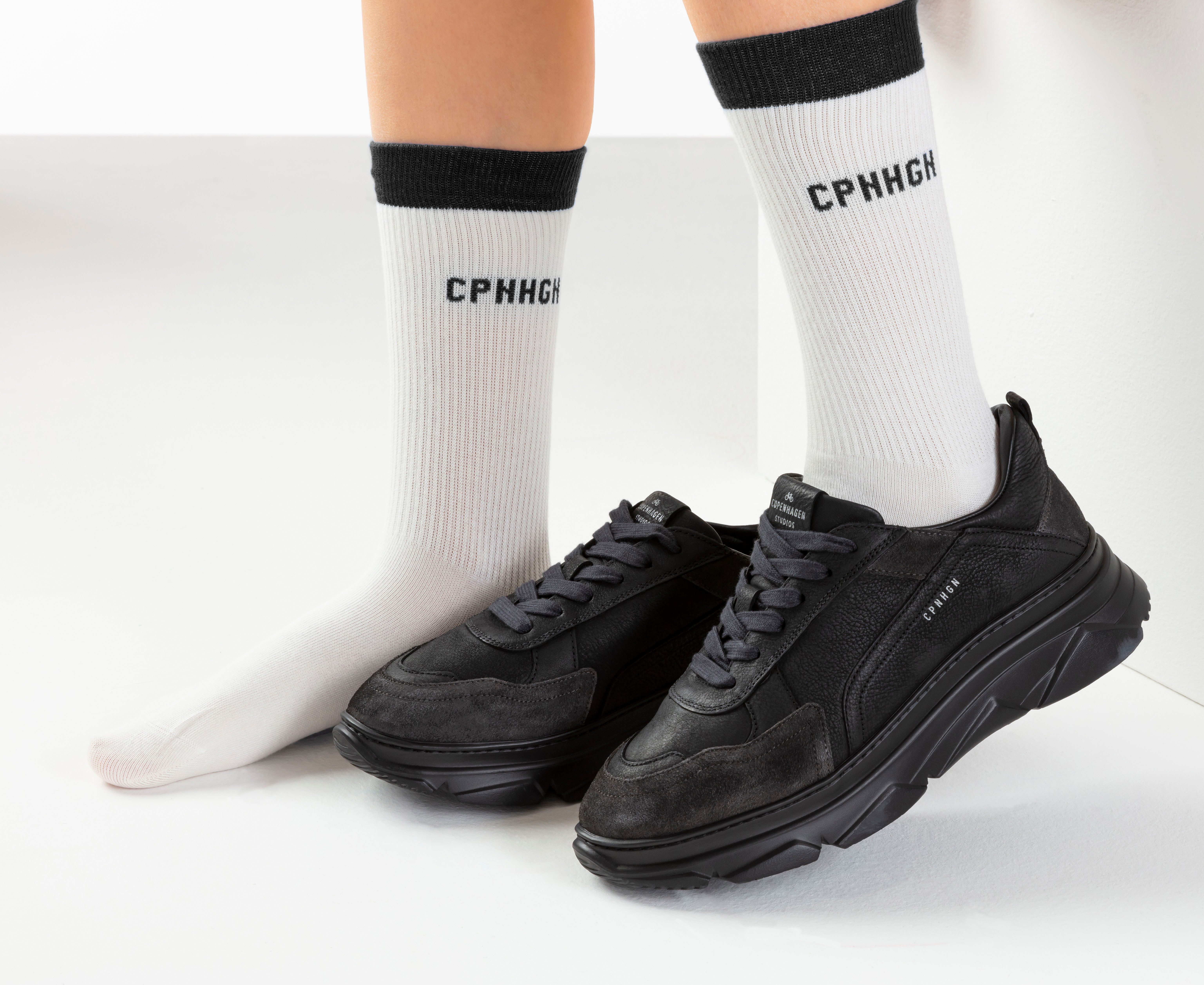 Copenhagen Studios Tennissokken met contrastkleurige band (set, 2 paar)
