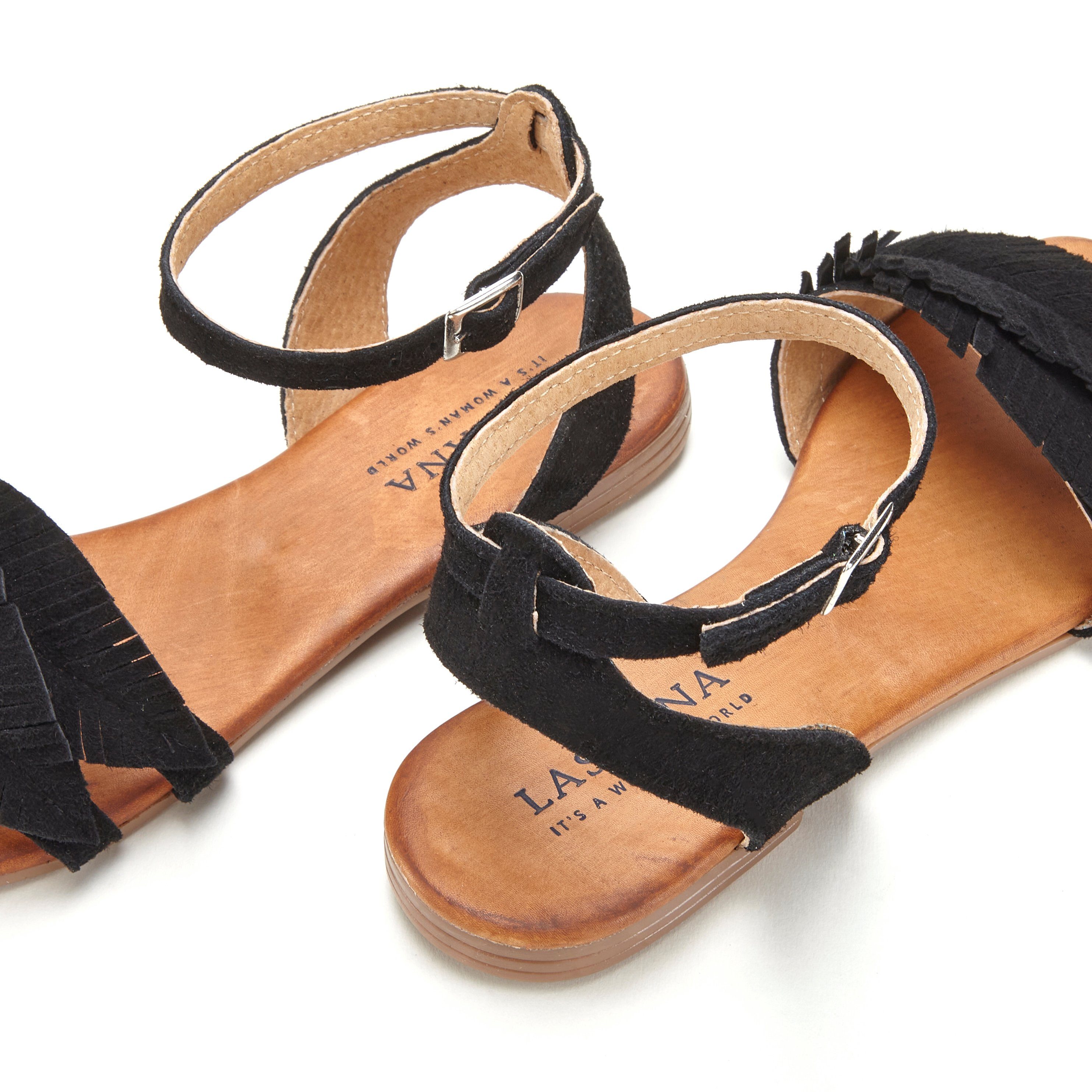Lascana Sandalen Zomerschoen Sandalette, zomerschoen van leer met modieuze franjes