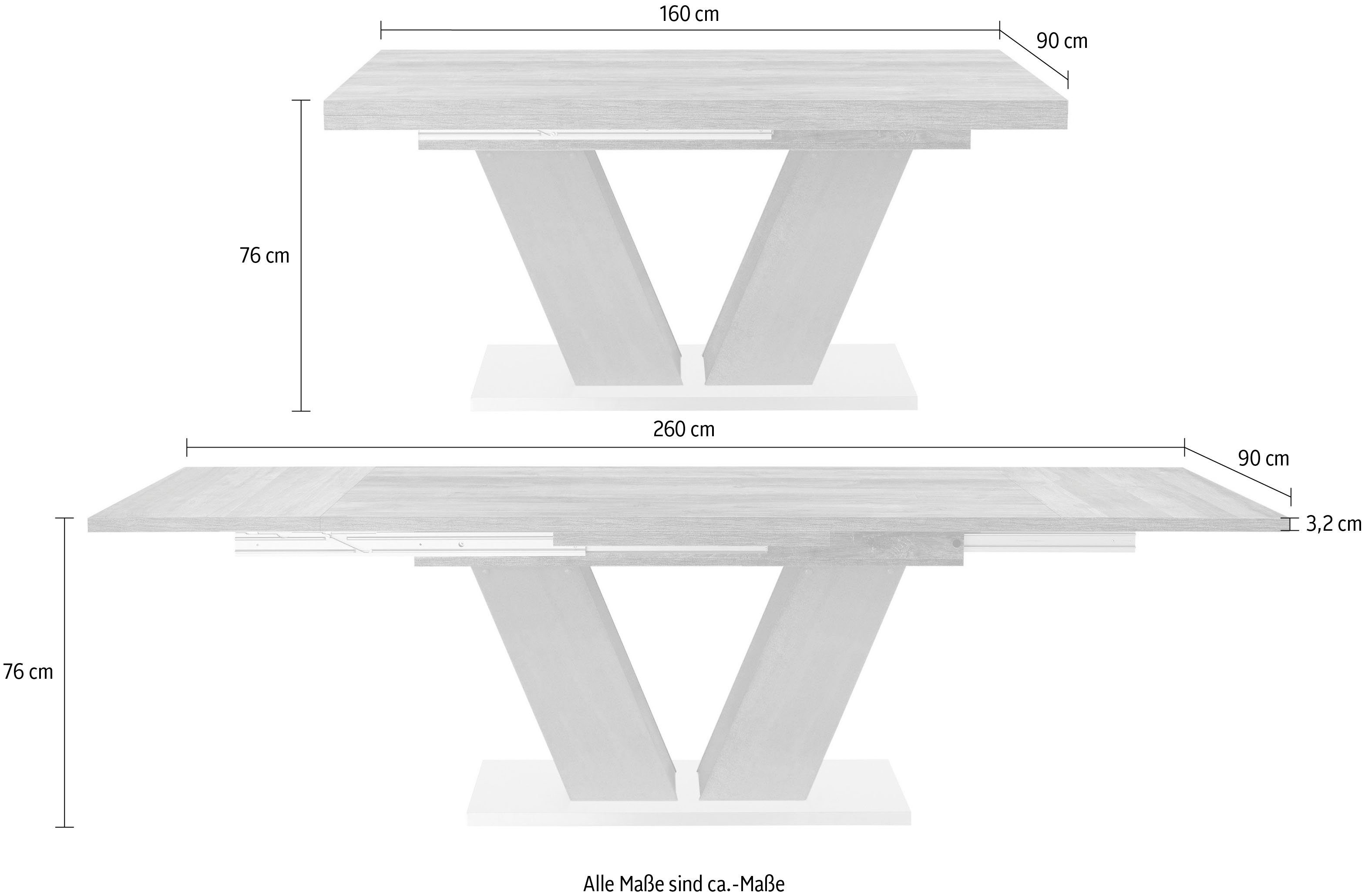 Mäusbacher Eettafel Comfort tafel TOPSELLER! Mäusbacher eettafel met V-frame en bodemplaat