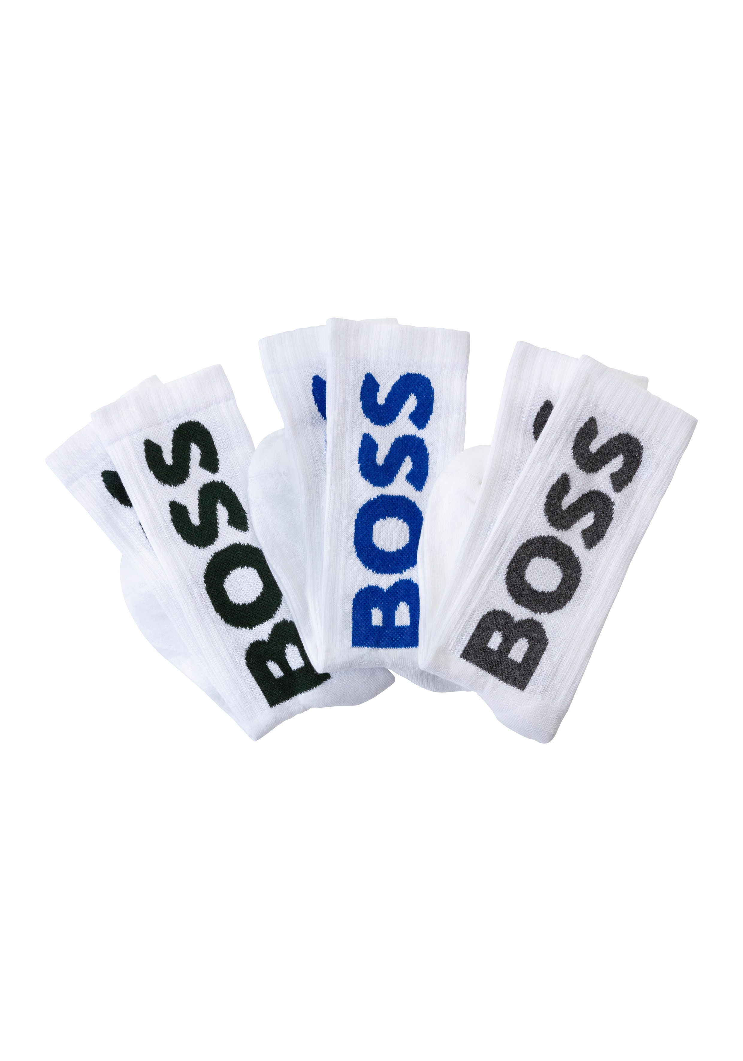 BOSS Sokken 3P QS Rib Logo CC jongens sokken maat 43-46 wit
