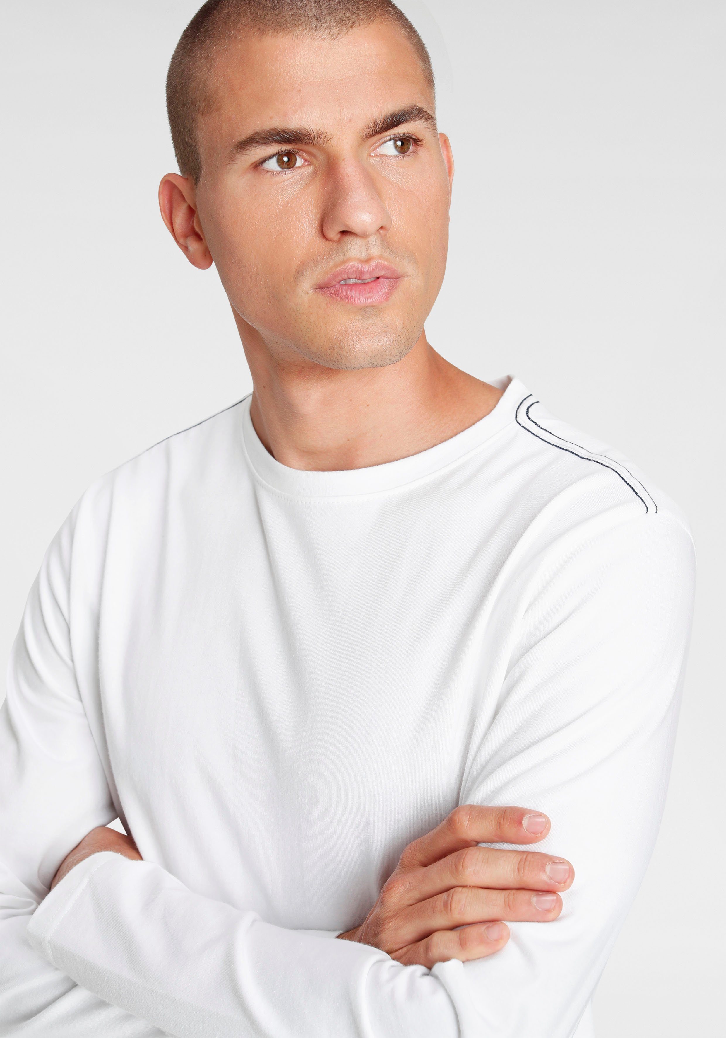 Eastwind Shirt met lange mouwen Lange mouw, basic-stijl, ronde halslijn, van 100% katoen (Set van 3)