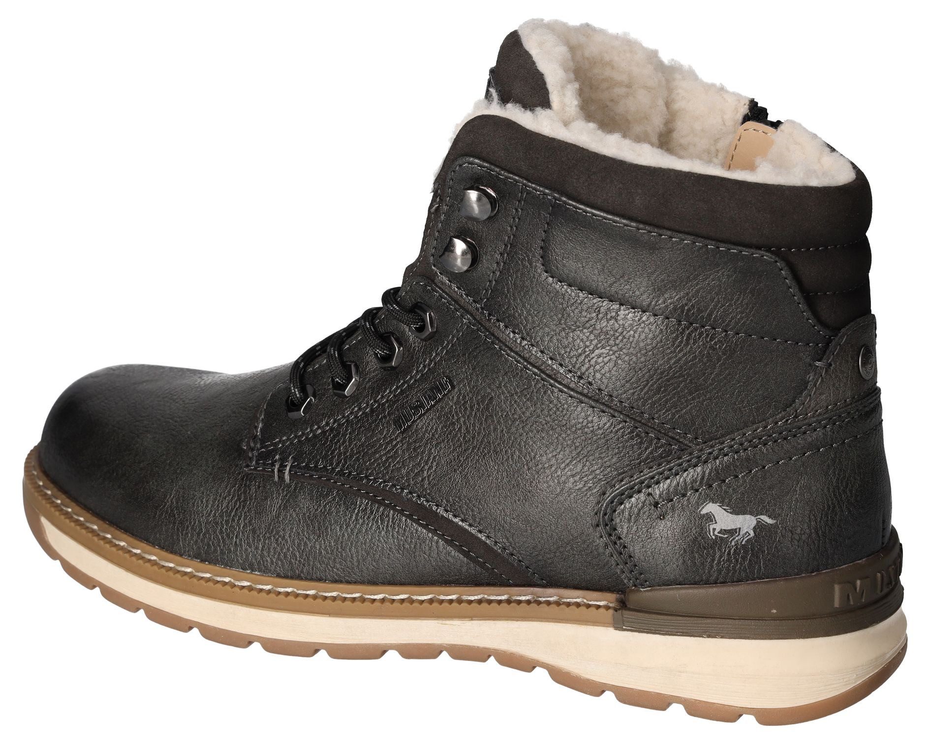 Mustang Shoes Winterlaarzen casual mode, veterschoenen, winterlaarzen met oogjes en logo-patch