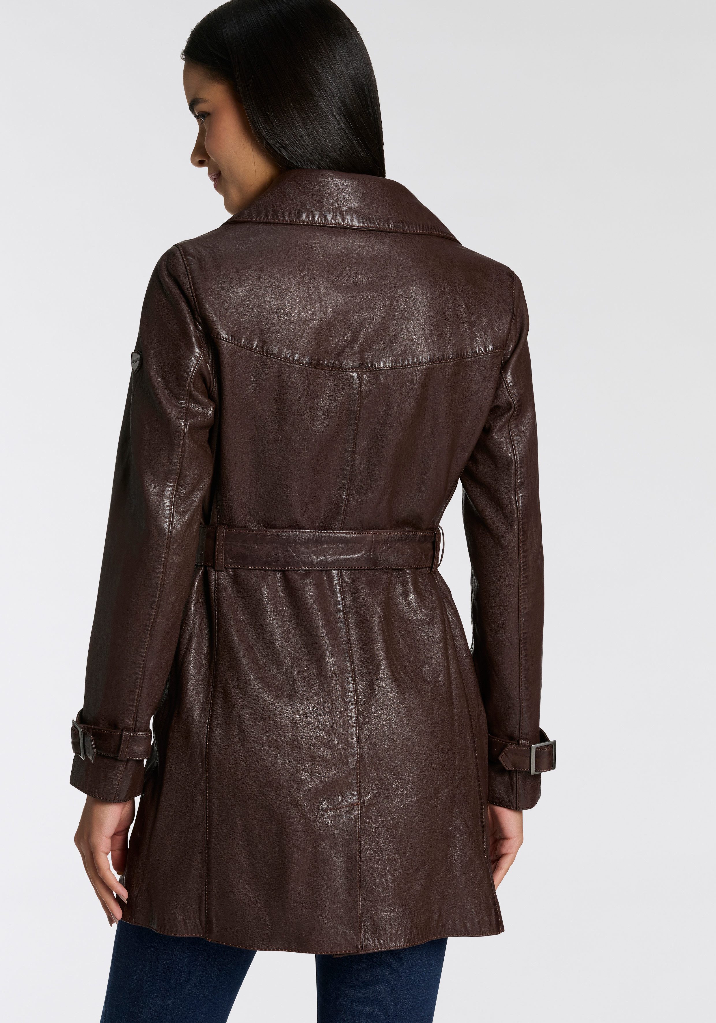 Mauritius Lange, leren jas GWTaresa Leren trenchcoat met strikriem (2-delig, Met een bindceintuur)