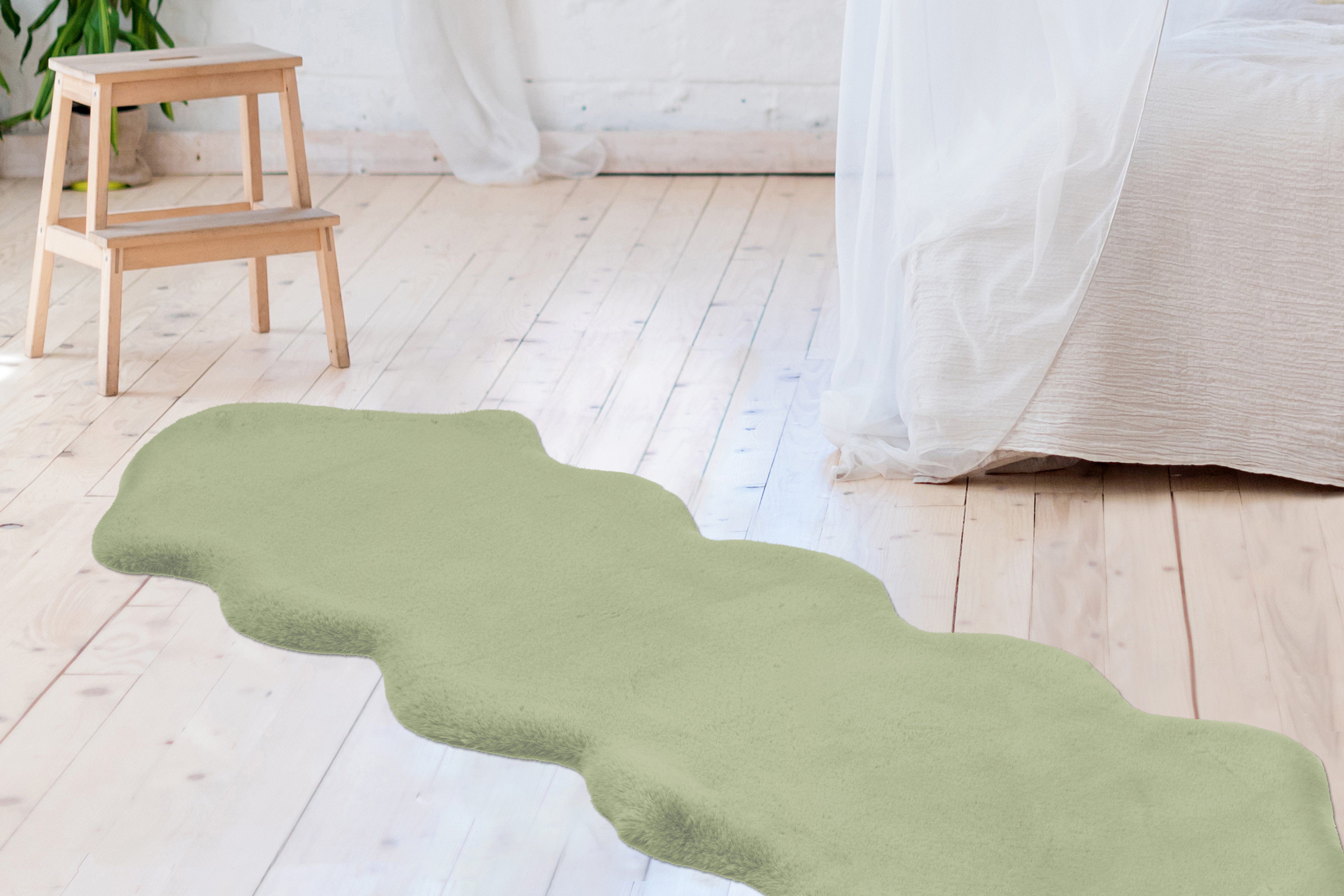 aRTE ESPINA Vachtvloerkleed Rabbit 300 Imitatiebont, konijnenbont-gevoel, superzacht, ideaal als slaapkamerkleed dieren vloerkleden groen