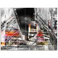 artland print op glas city collage (1 stuk) grijs