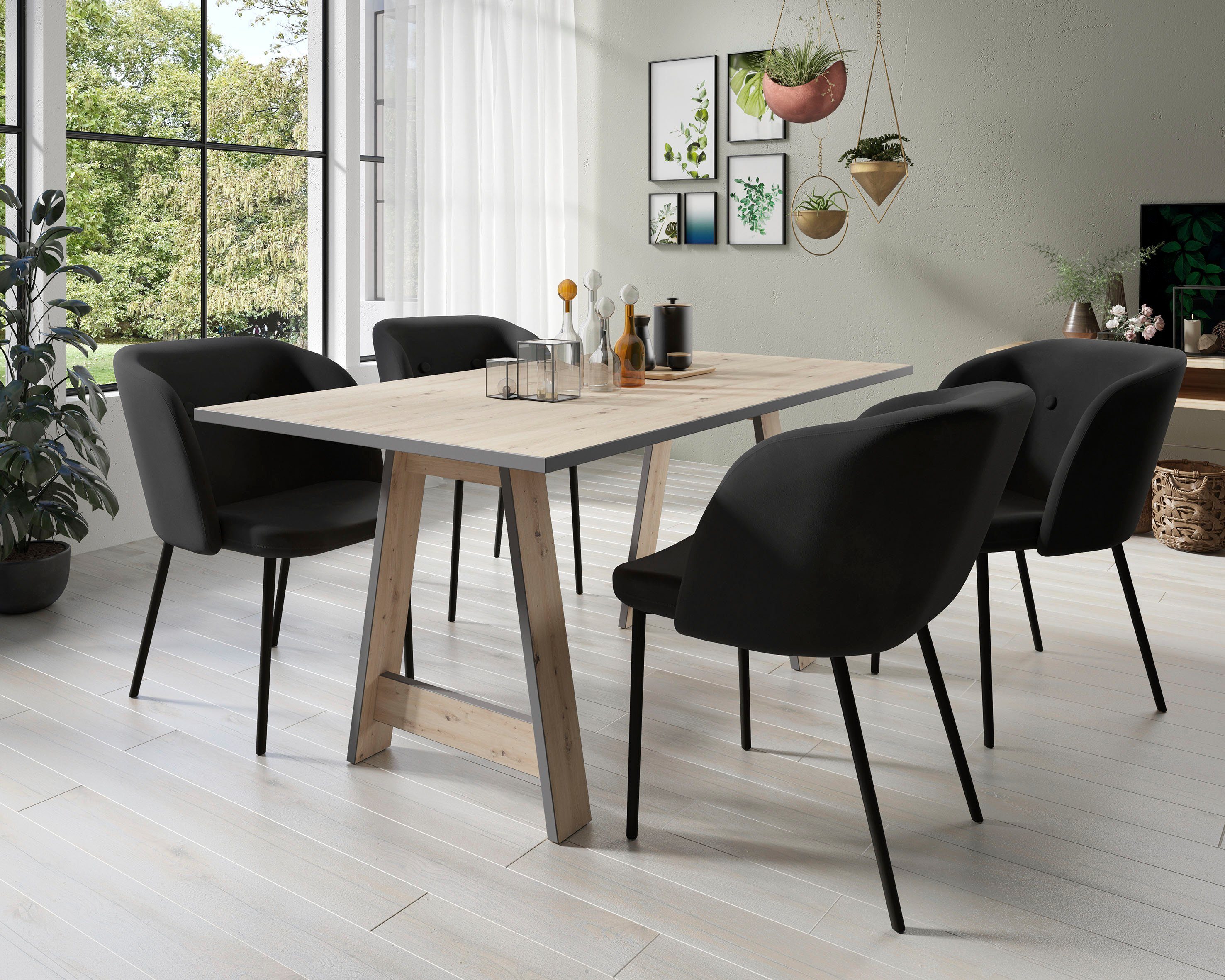 Homexperts Eetkamerstoel Micky Bekleding in fluweel met zigzag naad (set, 2 stuks)