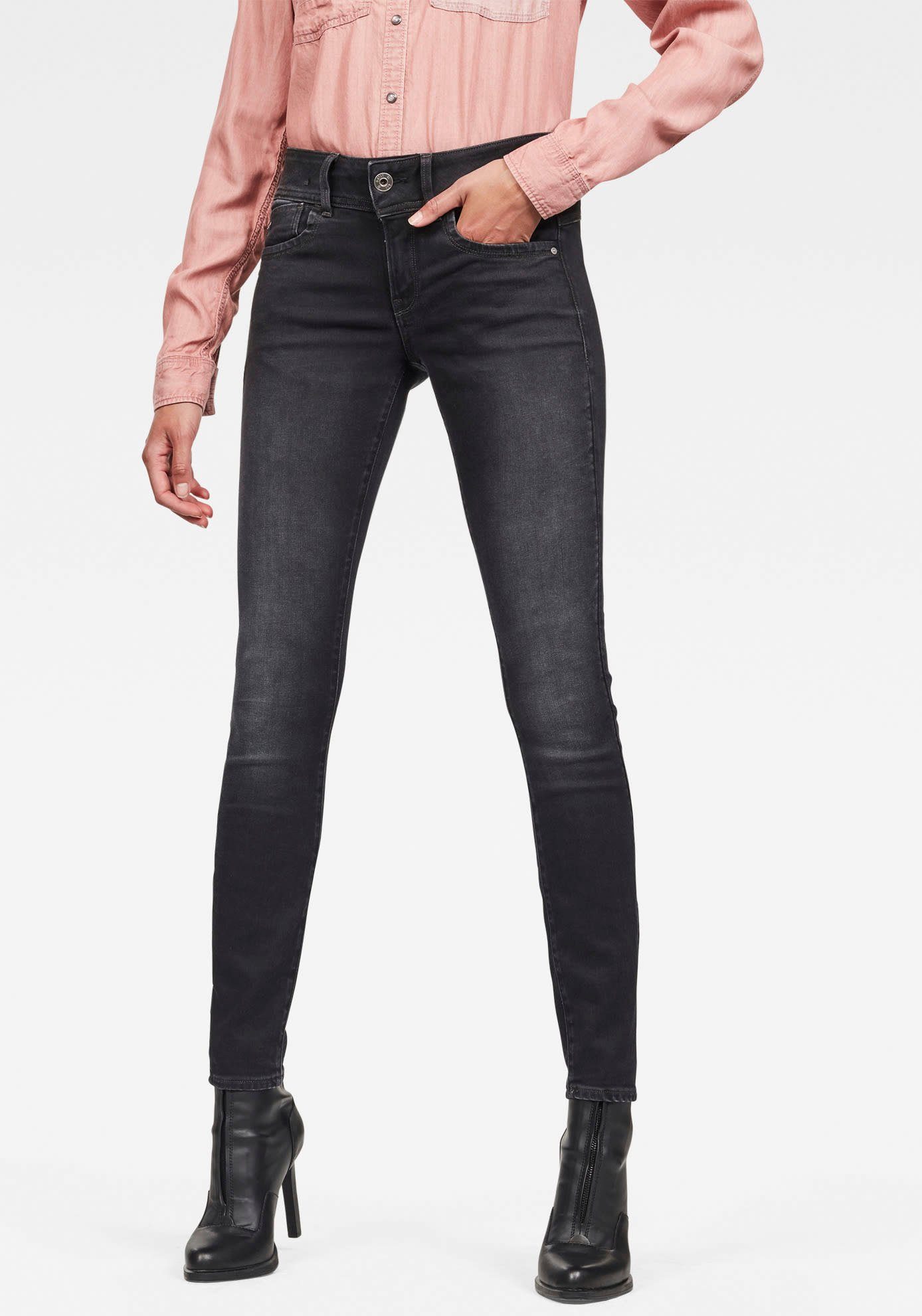 G-Star RAW Skinny fit jeans Mid Waist Skinny met elastaan-aandeel dames skinny jeans maat 28 grijs