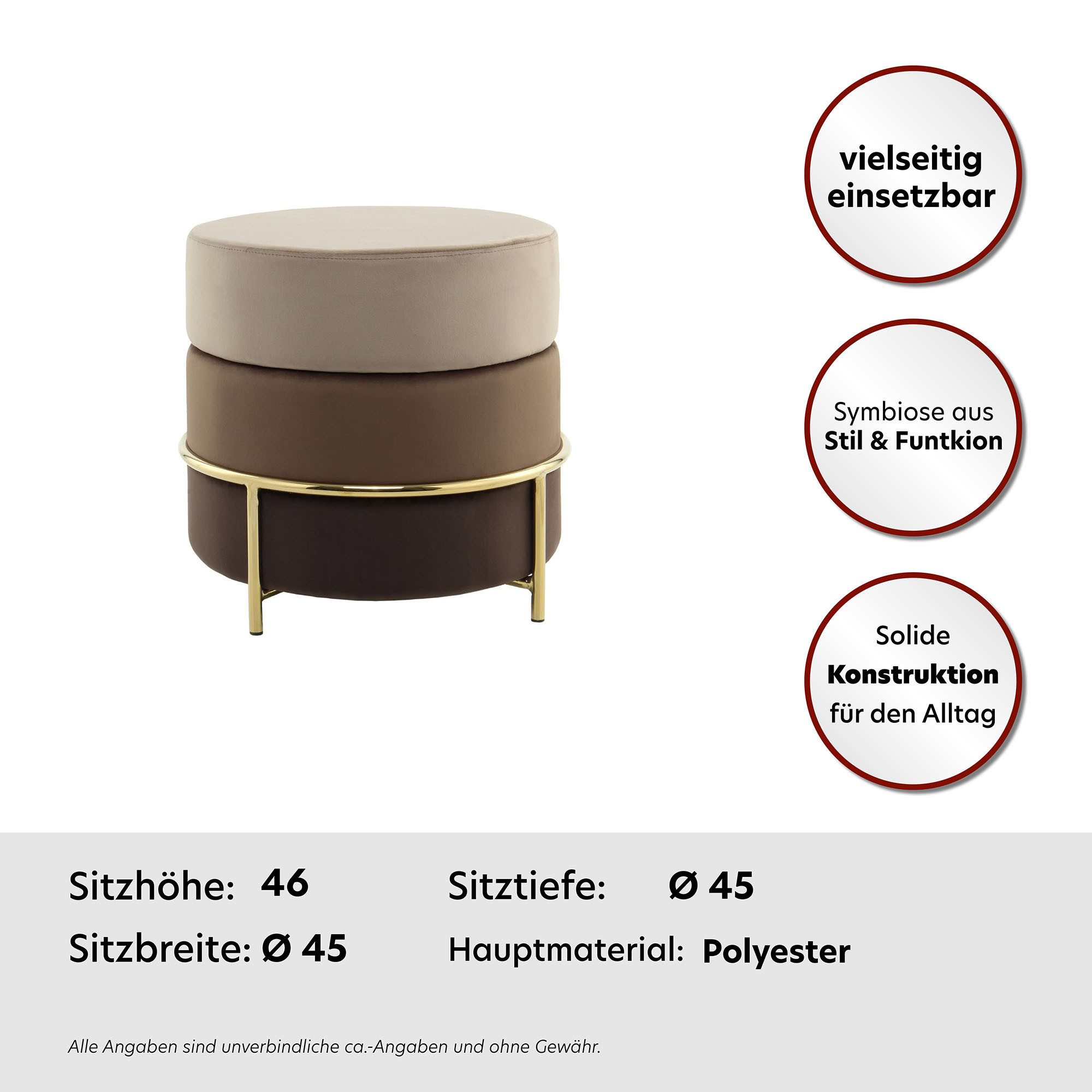 Kayoom Zithocker Kruk Matilda 125, comfortabele ronde vorm, gezellige designkruk (1 stuk)