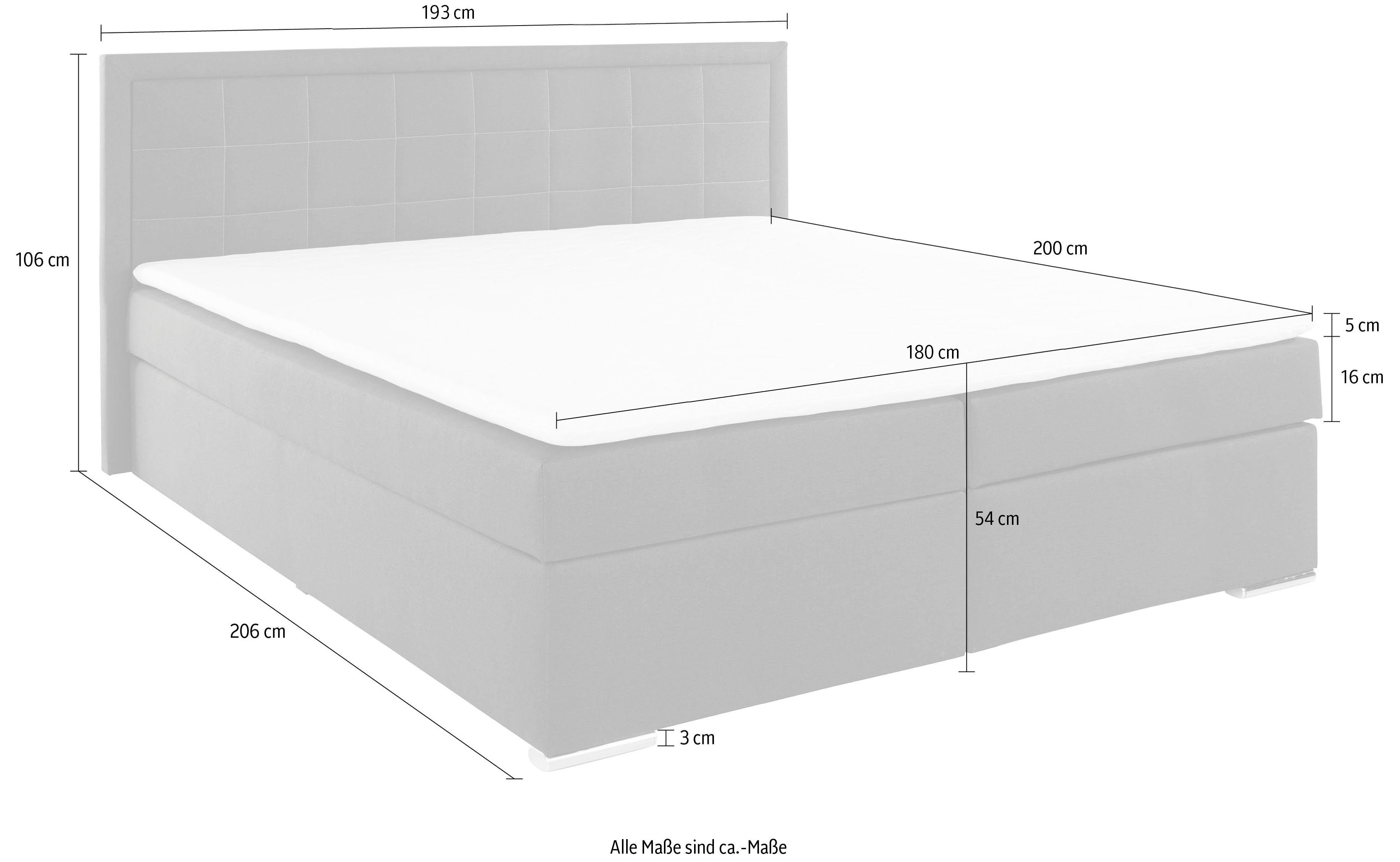 COLLECTION AB Boxspring Athena, OTTOs Choice, Topseller wahlweise mit Bettkasten inclusief topper bij uitvoering met matras, in hardheden h2, h3, h4