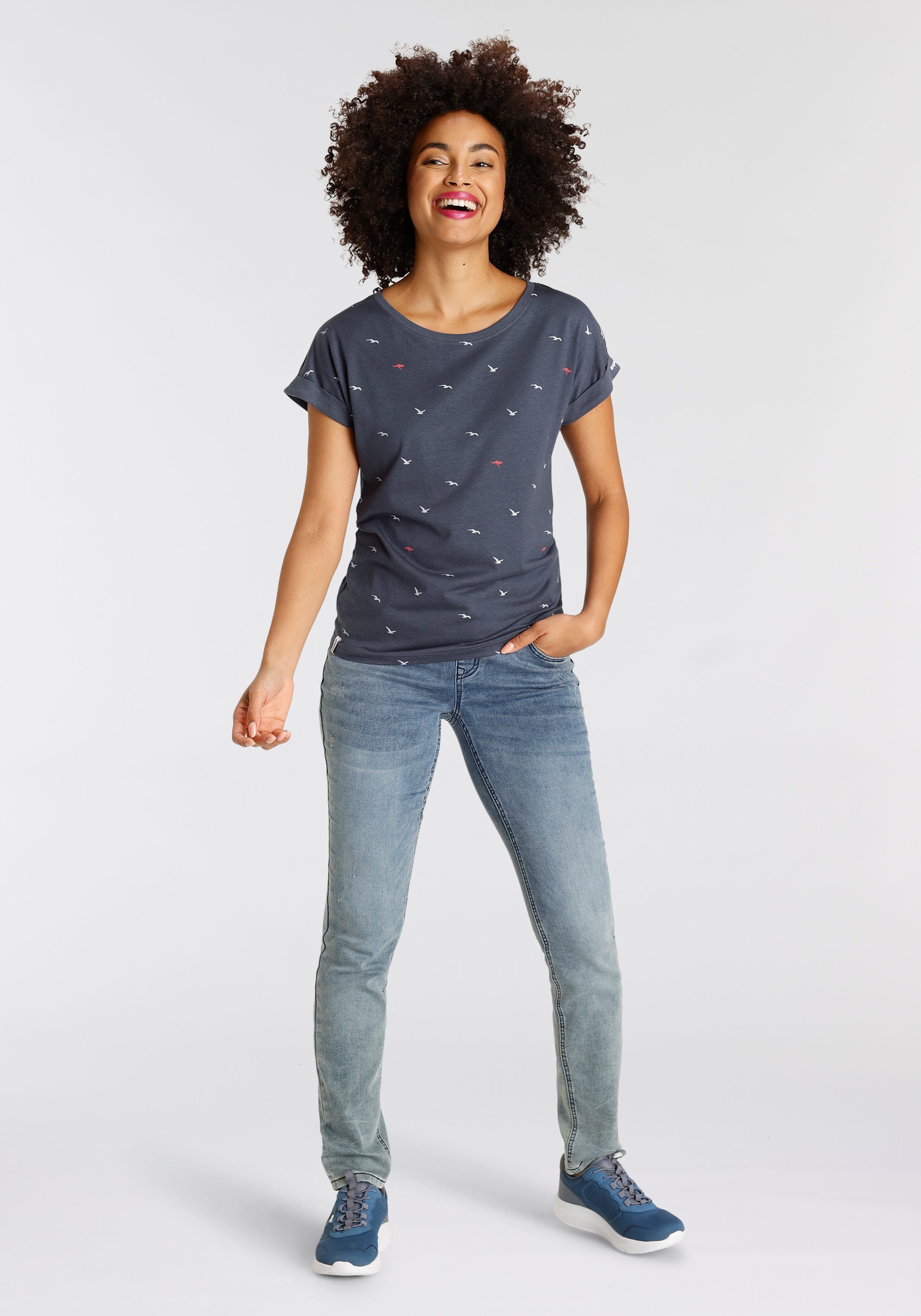 KangaROOS Shirt met print korte mouwen, figuurvolgend, met print, met ronde hals