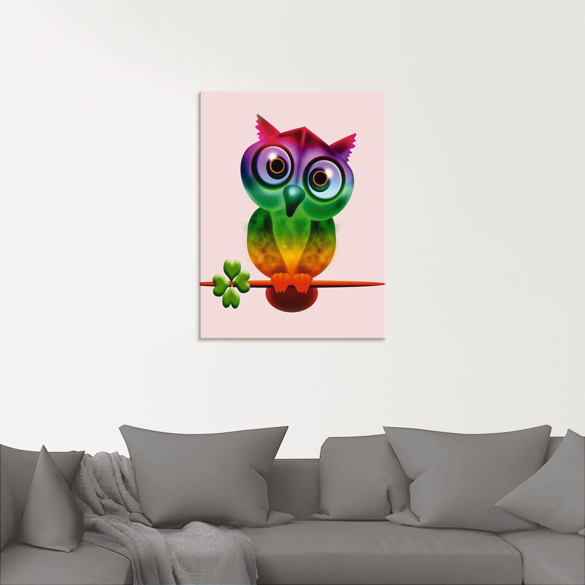 Artland Print op glas Veelkleurige uil in verschillende maten