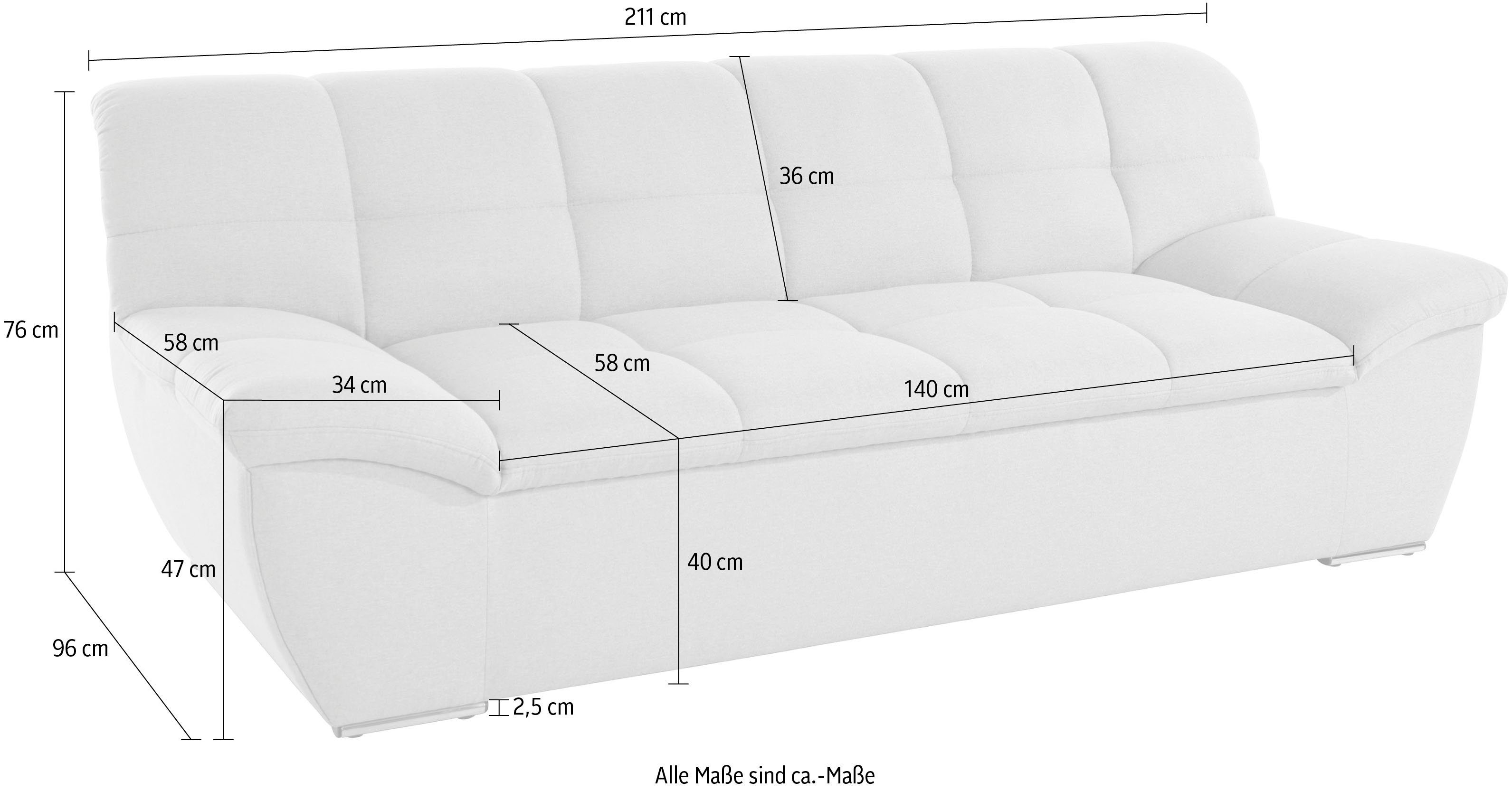 DOMO collection 2-zitsbank Lagoa, moderne zittingstikking, comfortabel en comfortabel