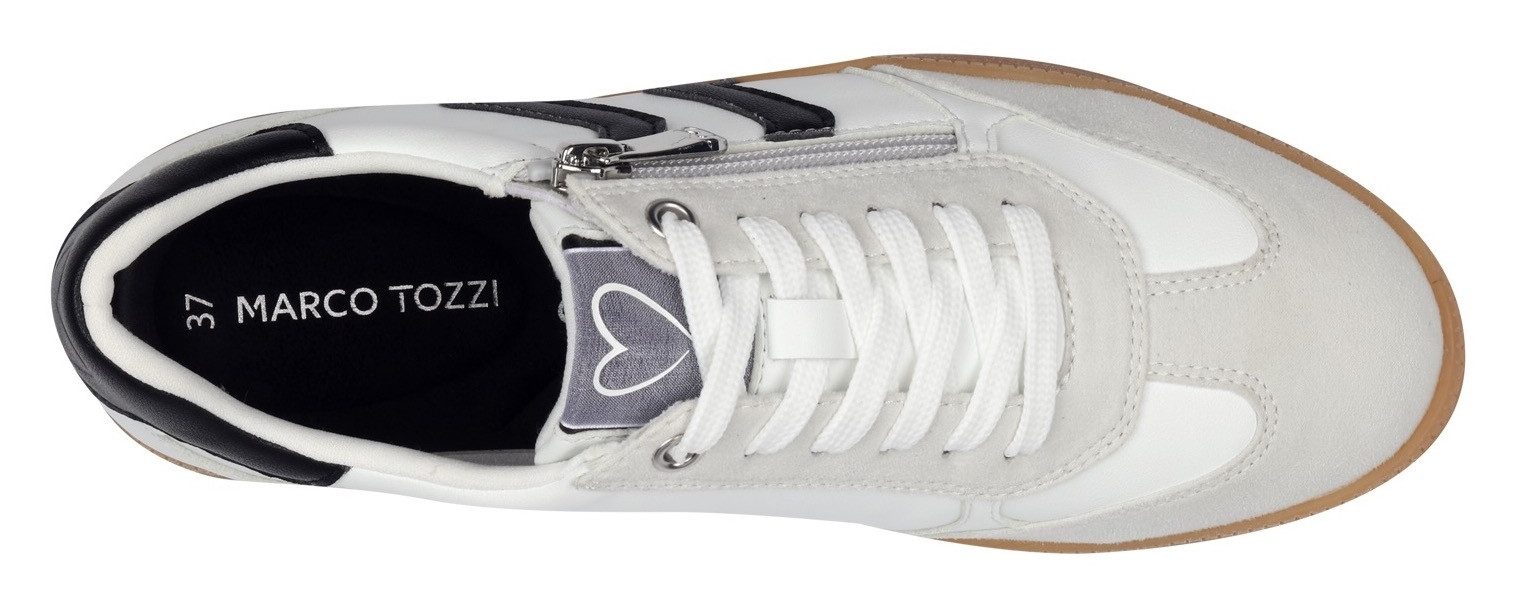 Marco Tozzi Plateausneakers vrijetijdsschoen, lage schoen, veterschoen met contrast bies