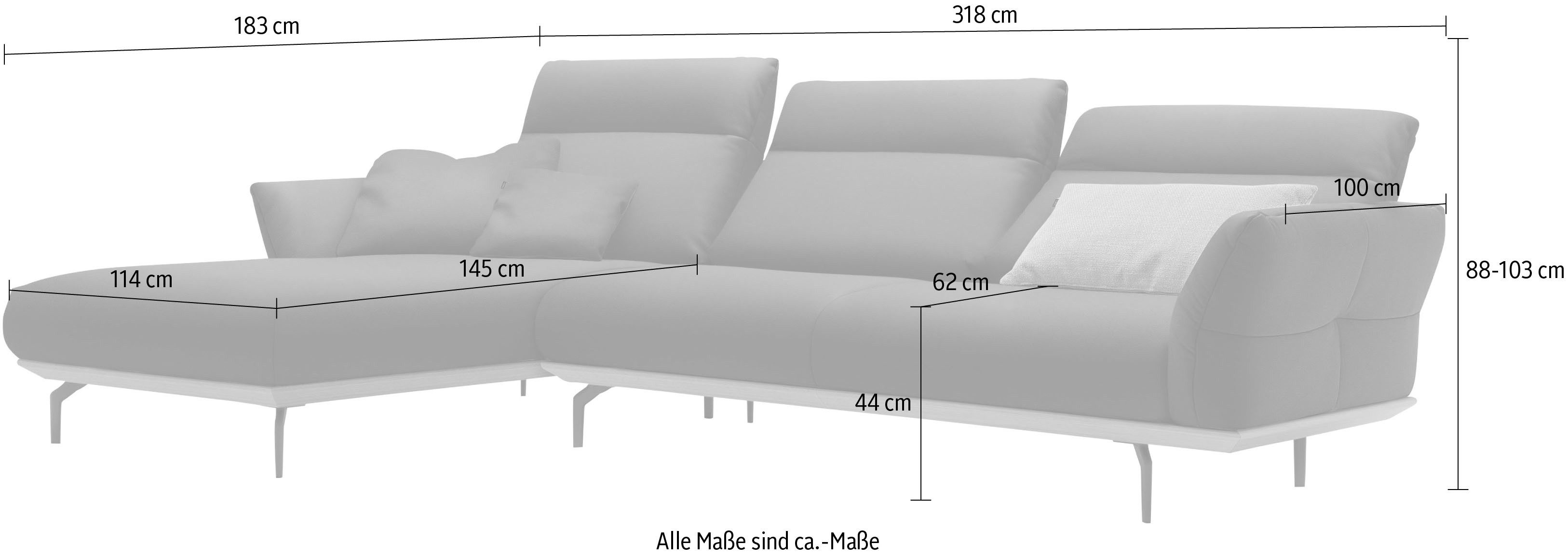 Creation BY ROLF BENZ Hoekbank Hs.460 Sokkel in walnotenhout, onderstel in umbra grijs, breedte 318 cm