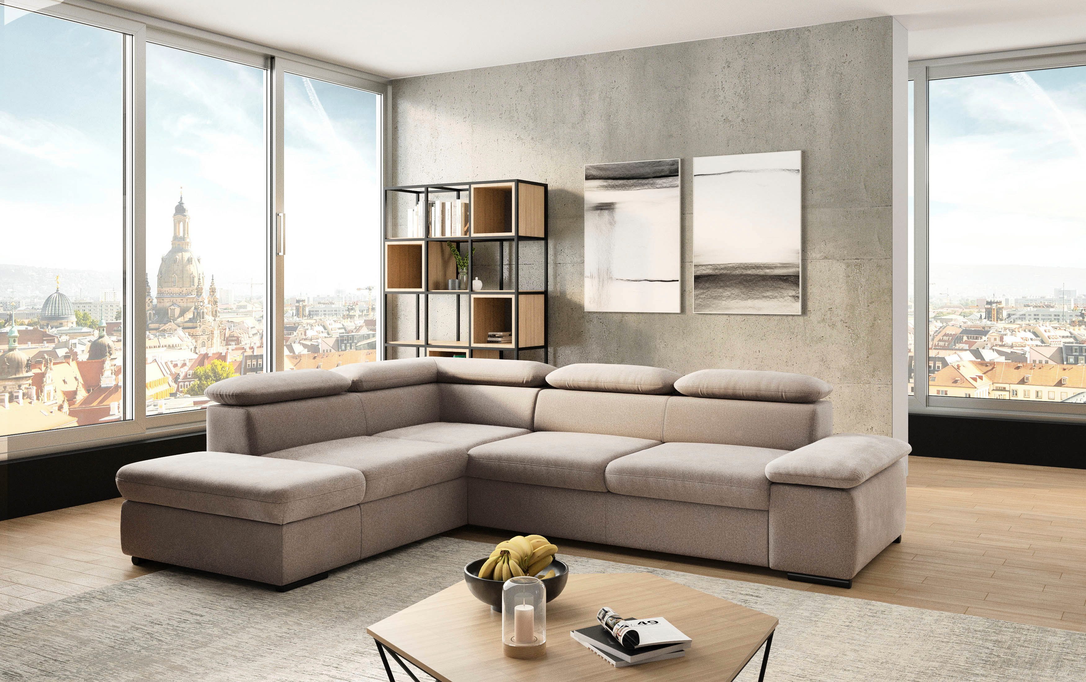 sit&more Hoekbank Alcudia L-vorm met armverstelling, optionele hoofdeindverstelling en bedfunctie