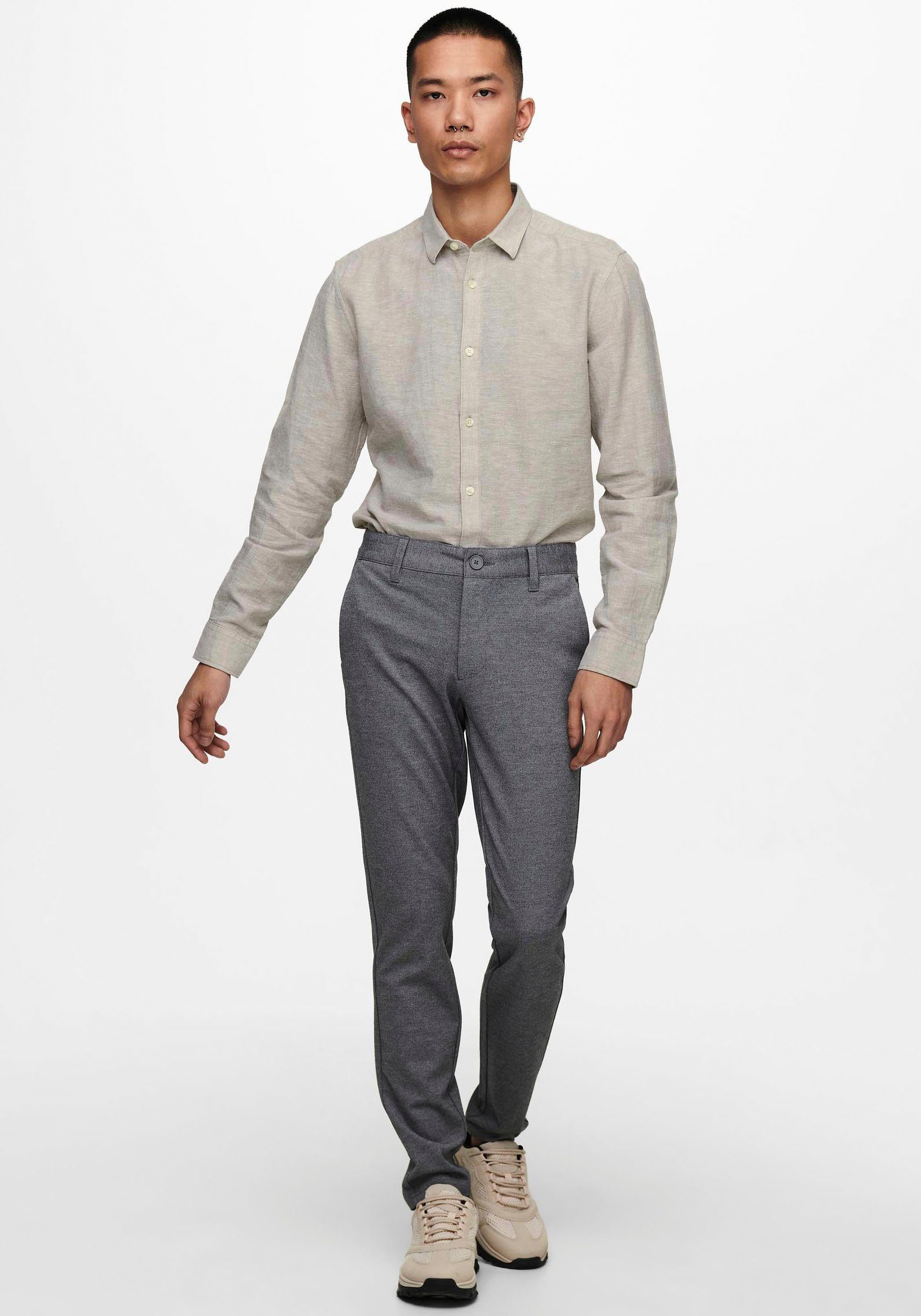 ONLY & SONS Overhemd met lange mouwen ONSCAIDEN LS SOLID LINEN SHIRT NOOS