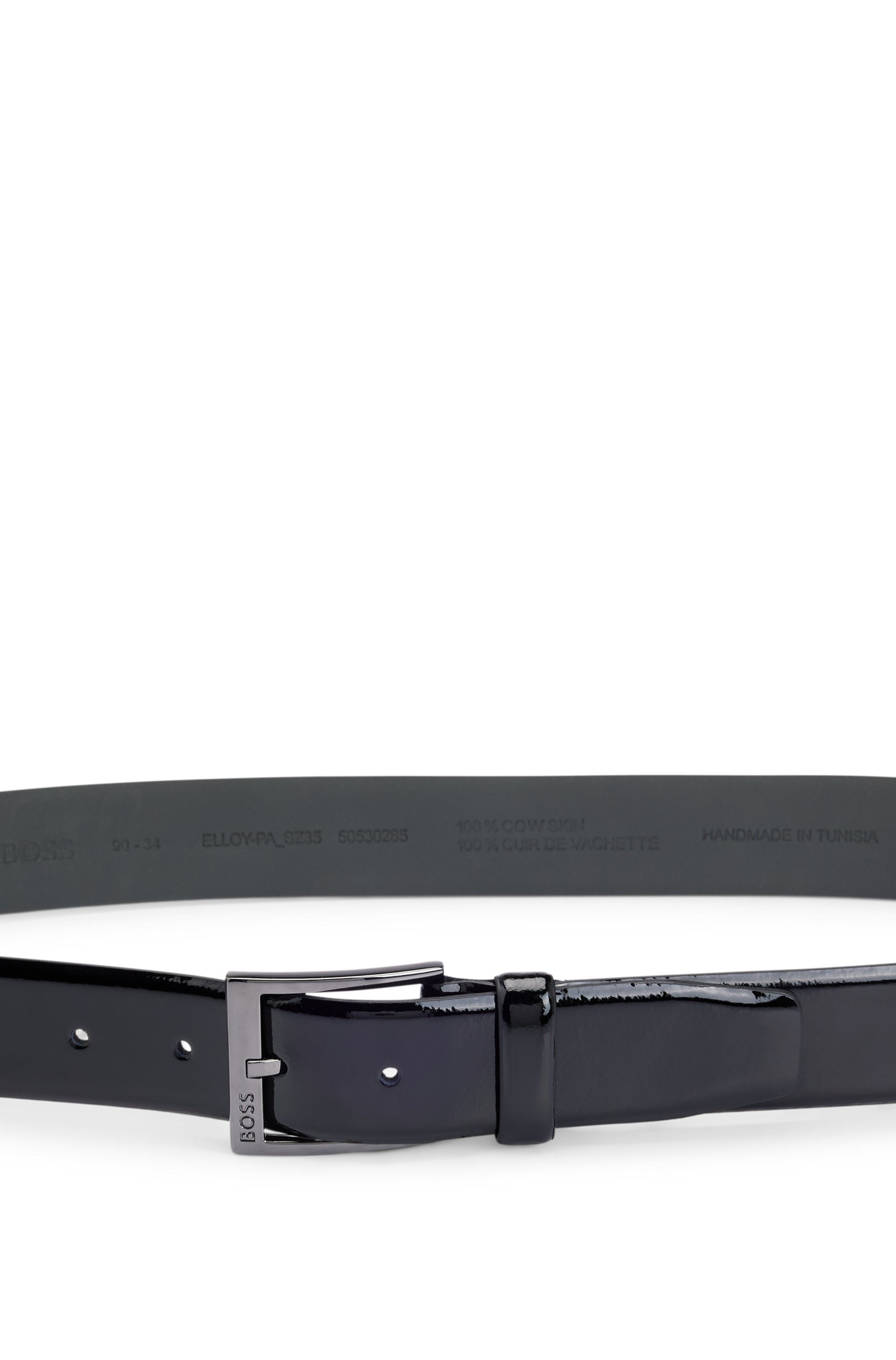 Boss Leren riem Elloy-PC-An_Sz35 met subtiele boss-reliëf op de sluiting