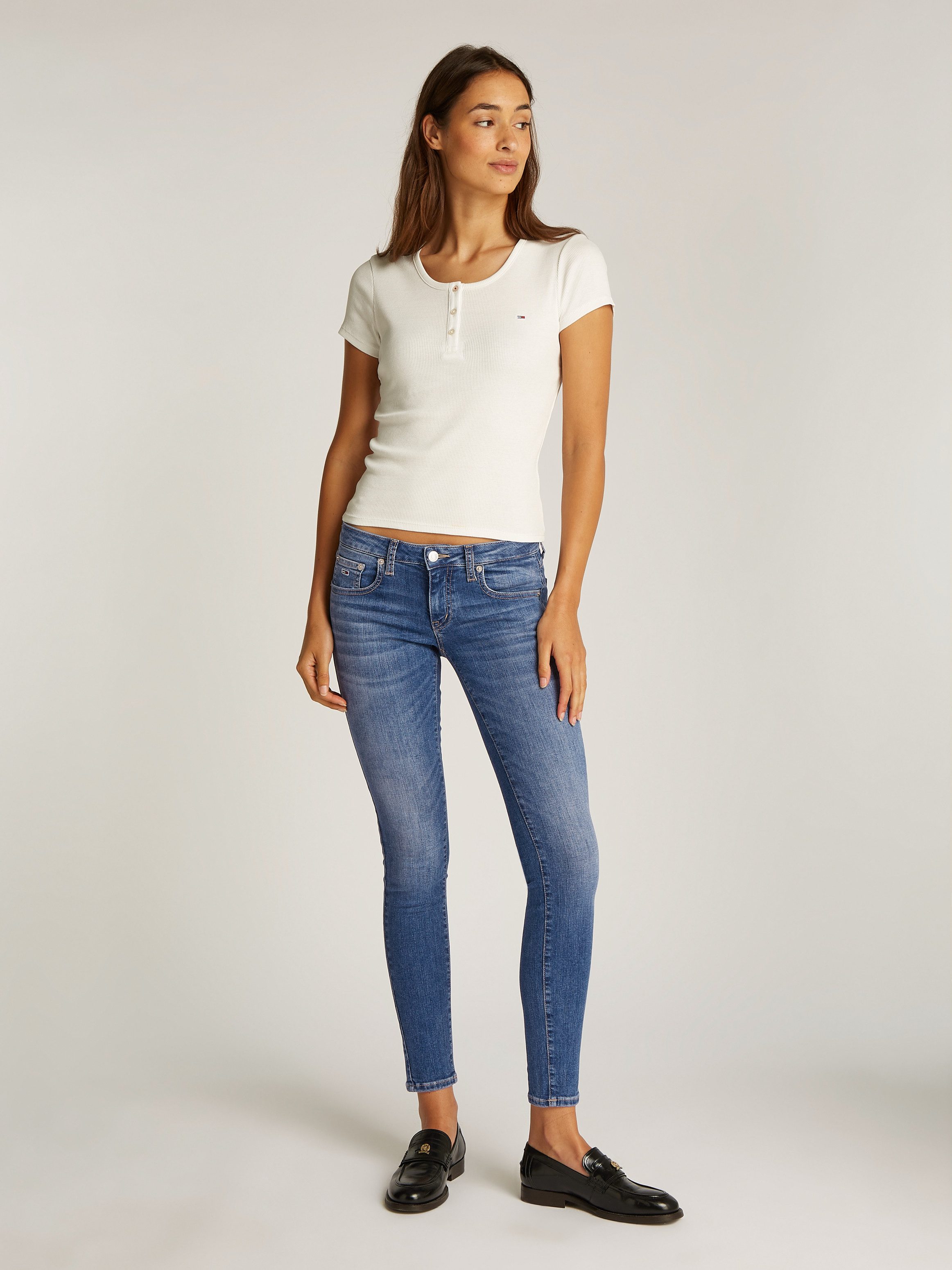 TOMMY JEANS Skinny fit jeans Sophie Low Waist Skinny met logo-badge in enkel-lengte