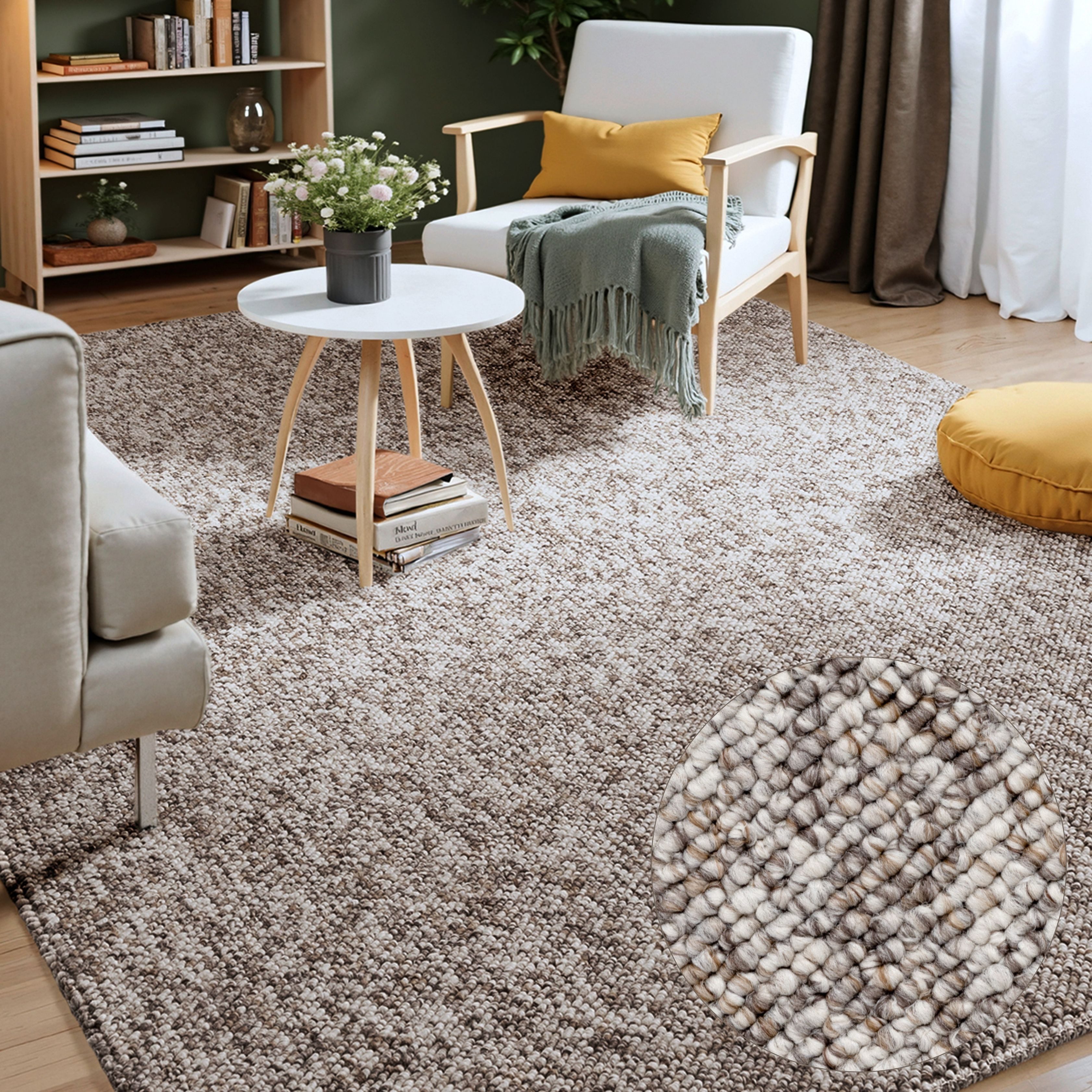 ELLE DECORATION Vloerkleed Rocco Duurzaam, loper, wasbaar, woonkamer, eetkamer, wol-look moderne vloerkleden grijs