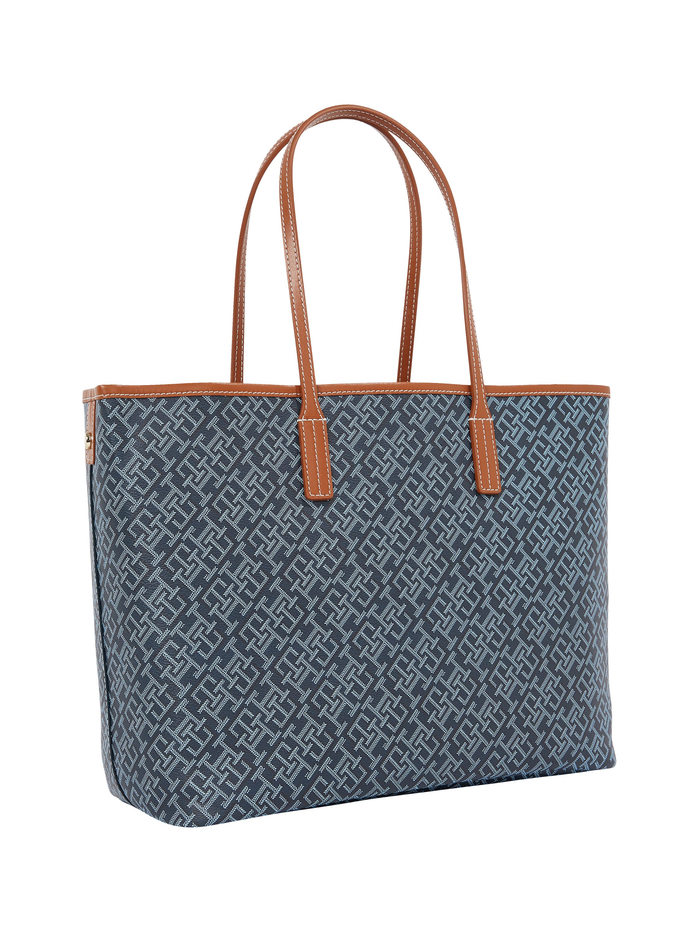 Tommy Hilfiger Draagtas TH MONOPLAY LEATHER TOTE , dames schoudertas, handtas, shopper met allover-print