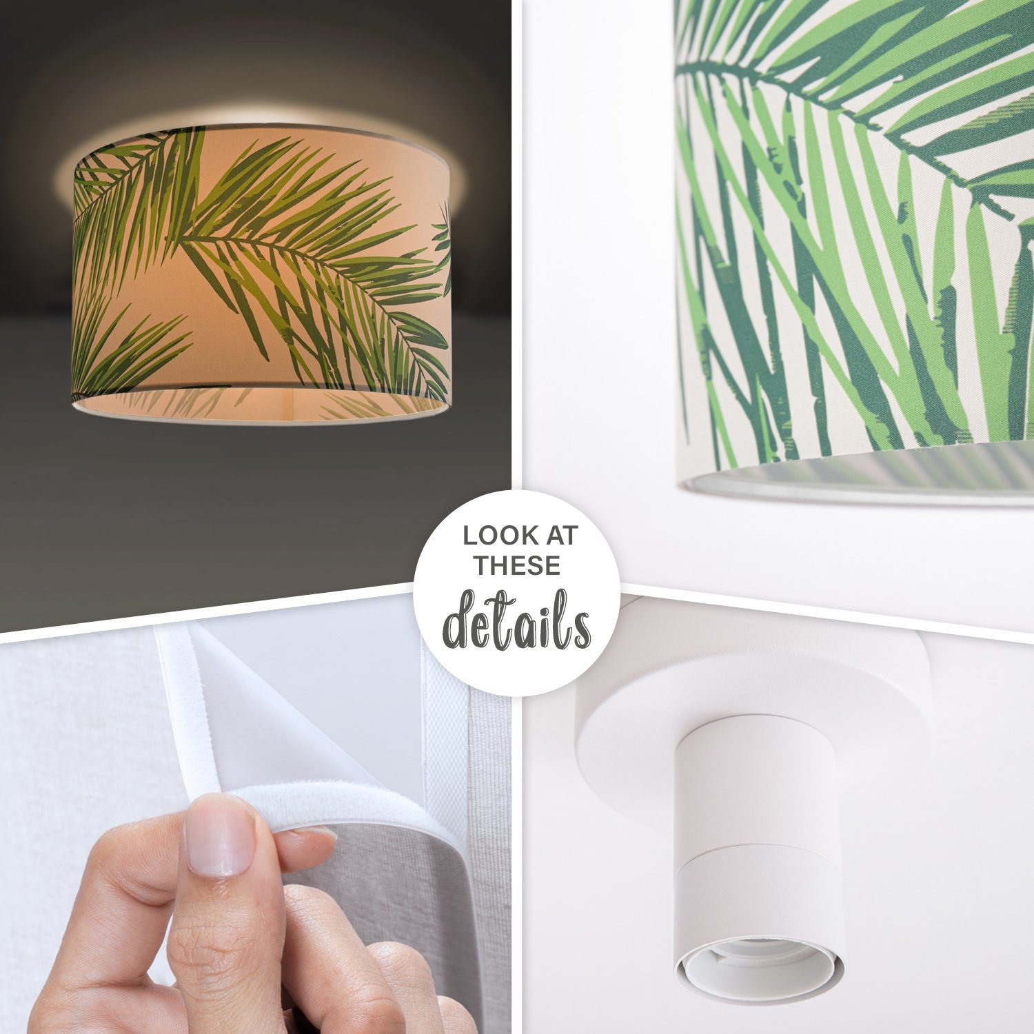 Paco Home Plafondlamp Ostende 537 Slaapkamerlamp lampenkap decoratie woonkamer plafondlamp palm